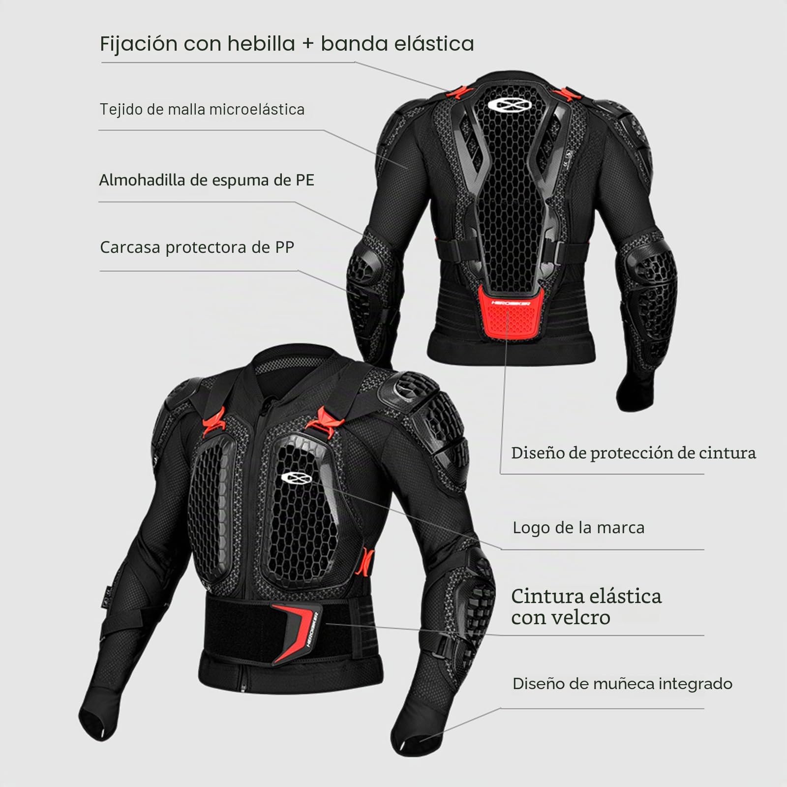 Conjunto de Armadura de Motocicleta para Hombre y Mujer con Chaqueta y Pantalones, Equipo de protección de Cuerpo Completo para Motocross, Transpirable, Resistente al Desgaste,Black-3XL