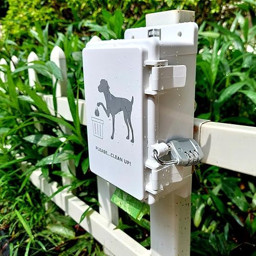 Miniatura 3 de Dispensador de bolsas de excremento de perro montado en la pared al aire libre bolsas de excrementos de mascotas con cerradura, 8 rollos pequeños de