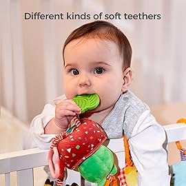 TUMAMA Baby Toys for 0, 3, 6, 9, 12 Months, Handbells Baby Rattles, Soft Plush Early Development Stroller Car Toys for Infant, Newborn Birthday Gifts, 4 Pack