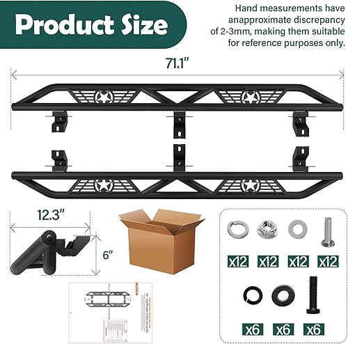 Miniatura 5 de Estribos para estribos JL compatibles con Jeep Wrangler JL Unlimited 2018, 2019, 2020, 2021, 2022, 2023, 4 puertas, barras Nerf de acero resistente,