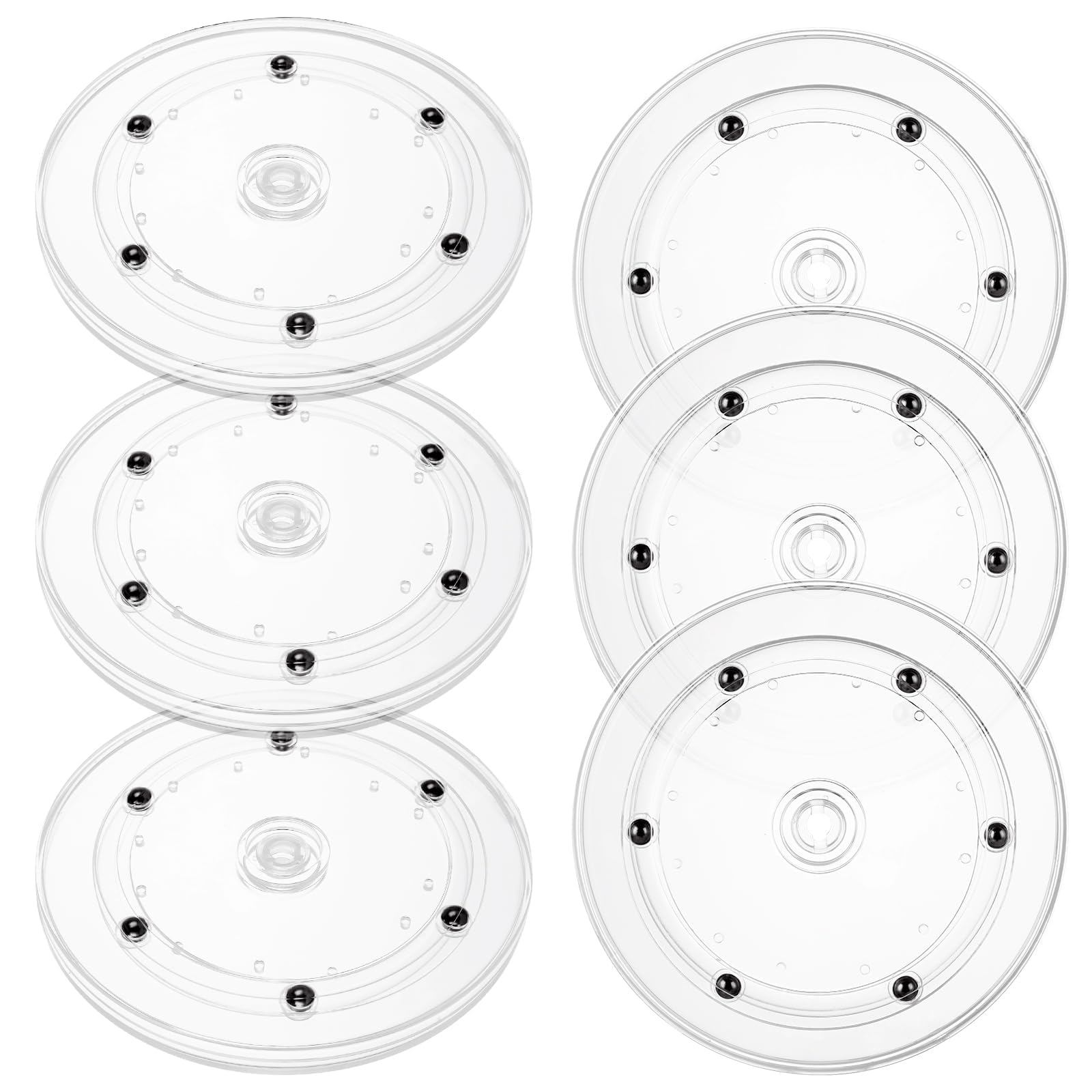 Lot de 6 petites platines tournantes Lazy Susan de 15,2 cm en acrylique transparent avec roulement à billes en acrylique pour étagère à épices, cuisine, garde-manger