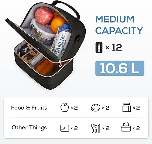 Miniatura 2 de TOURIT Lonchera con aislamiento térmico de doble cubierta para mujeres y hombres, color camello