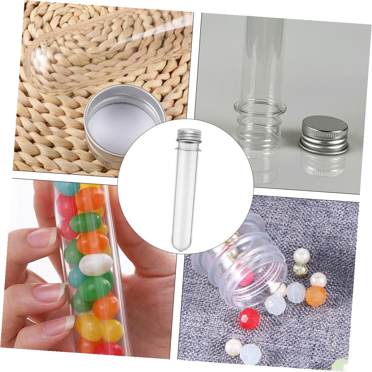 FRCOLOR 50piezas Botella de Tubo de Ensayo Transparente Tubos de Almacenamiento de Pet para Baño y Dulces