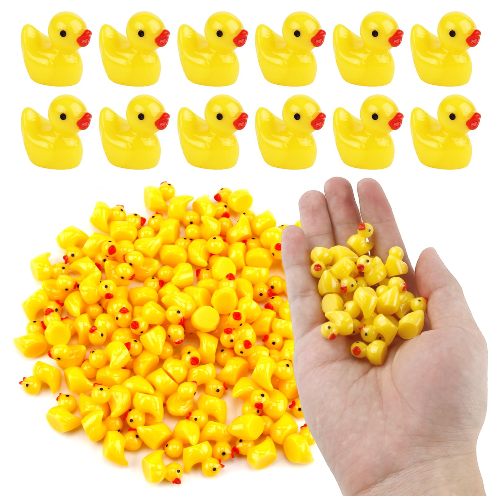100 Pcs Mini Canards en Résine, Petits Canard Miniature Résine, Miniatures Figurines de Canard Mini Canard en Plastique Petit pour Le Bricolage pour Aquarium Jardin Bricolage Potting Paysage