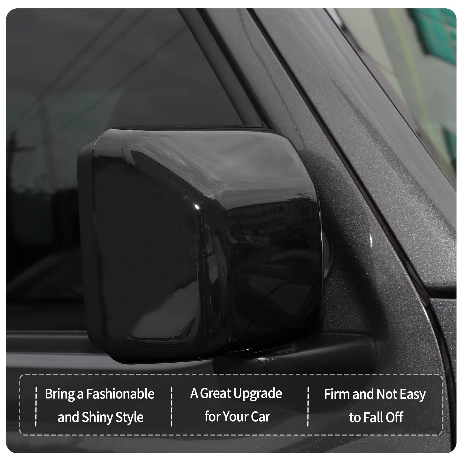 6-Piece Side Mirror Cover Trim Set – Fits Jeep Wrangler JL & JT 2018+, Gloss White, Self-Adhesive