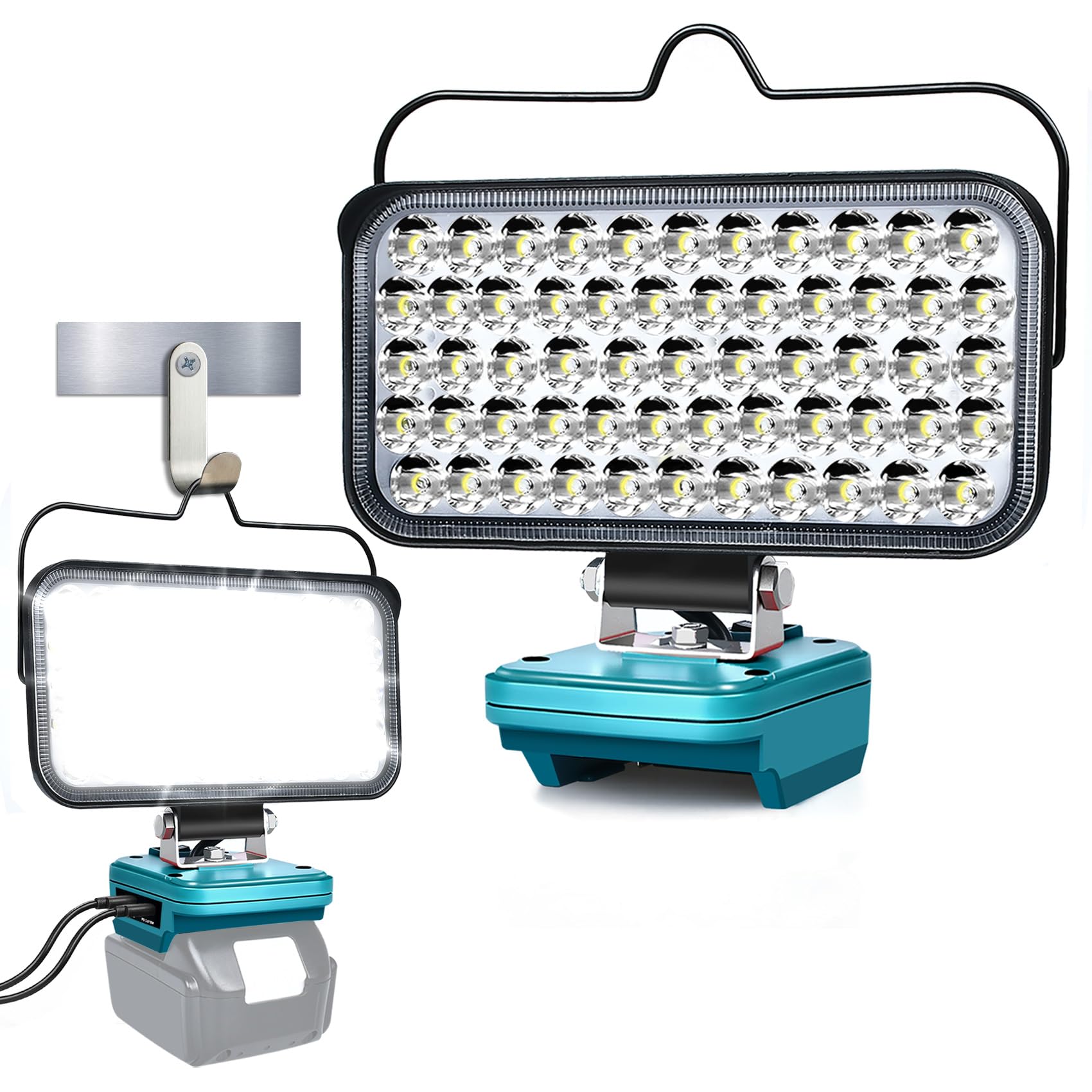 Lampe de Travail LED sans fil Compatible avec Batterie 18V, 174W 6800 LM, avec Port de Charge USB & Type-C, Protection Basse Tension, pour Jardin, Arrière-cour et Garage.