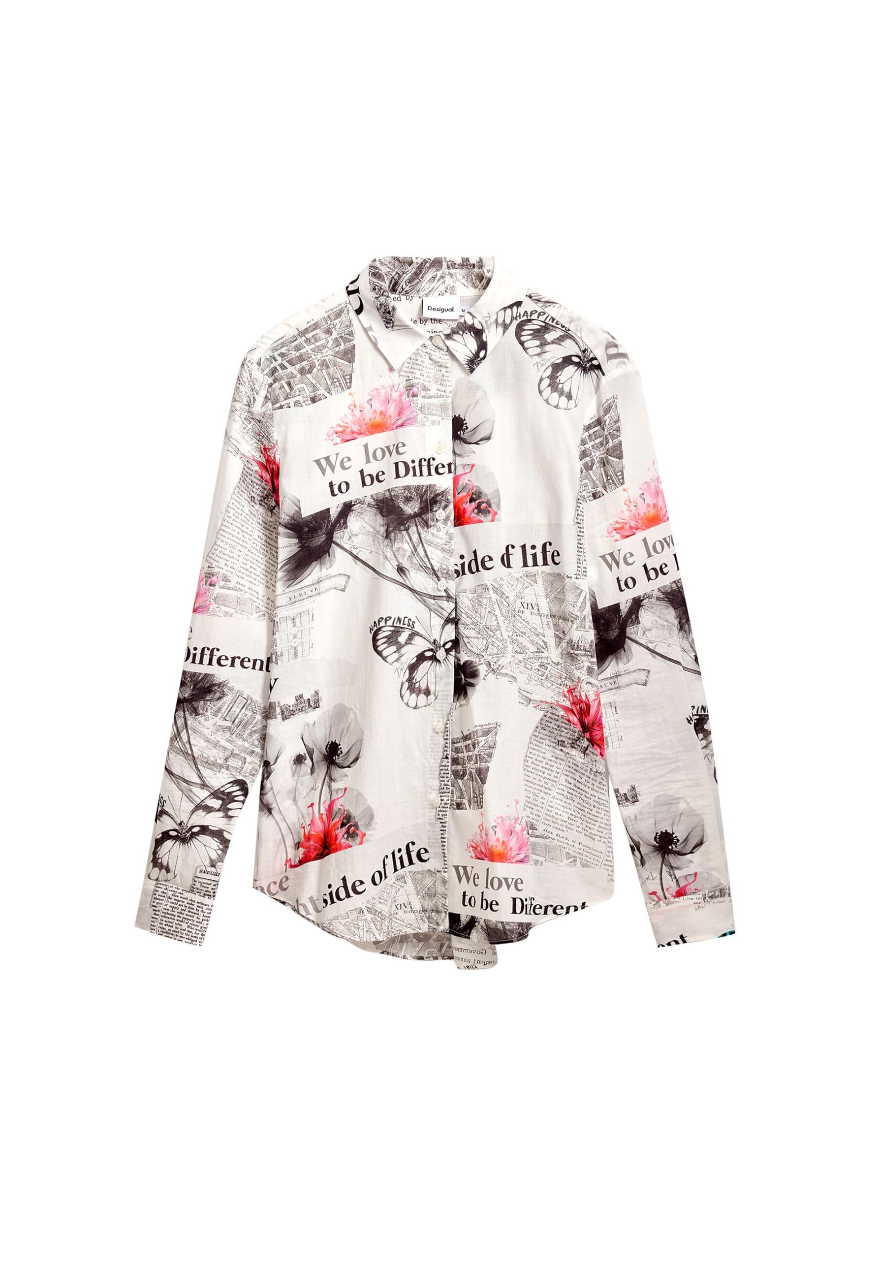Desigual Women's Woman Woven Shirt Long Sleeve Blouse, White, M