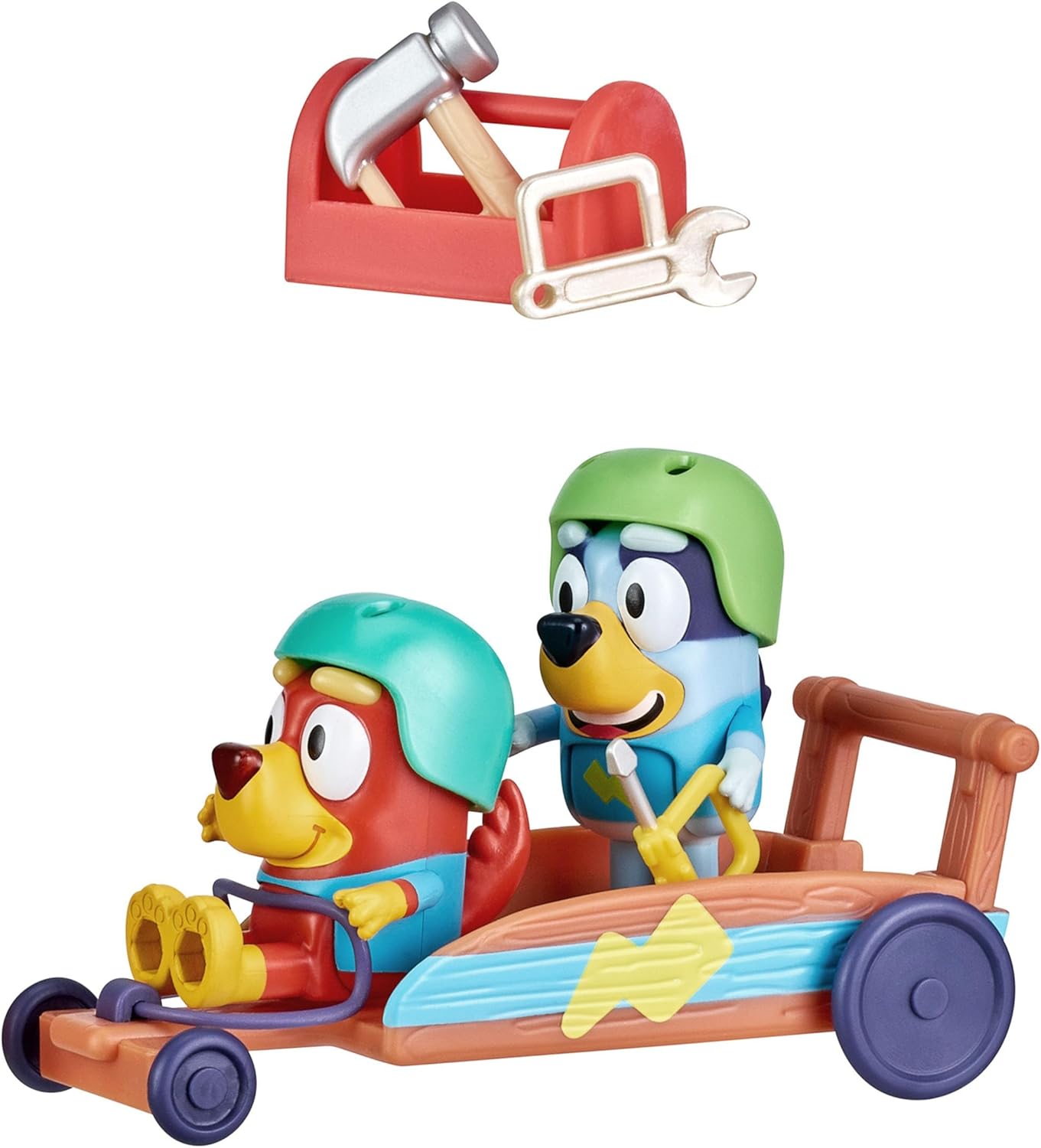Bluey & Rusty Gokart Figure Set Vehicle + Figures for Kids 3+