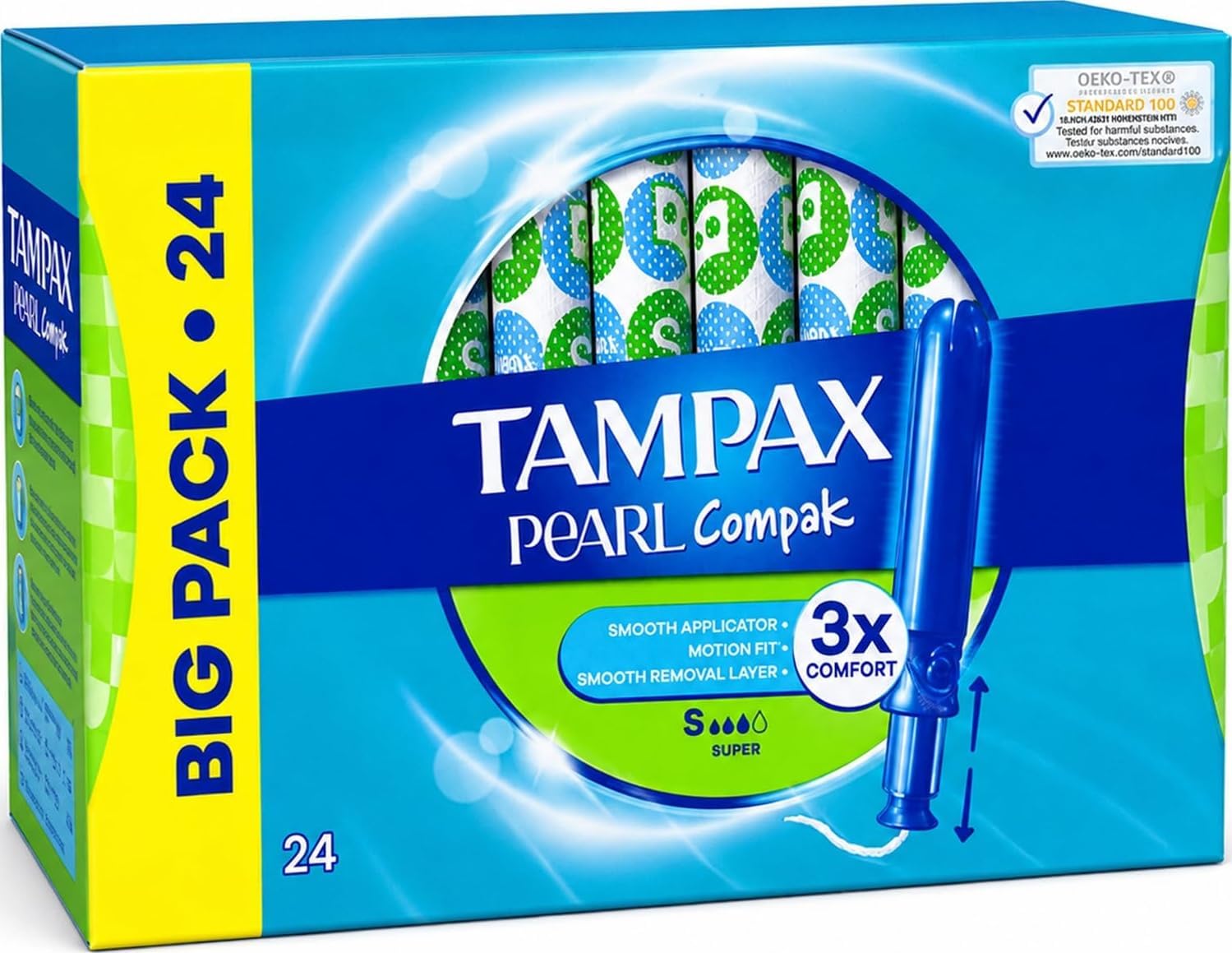 Tampax Pearl Plastic, Super Absorbency, Unscented Tampons 18 Count
