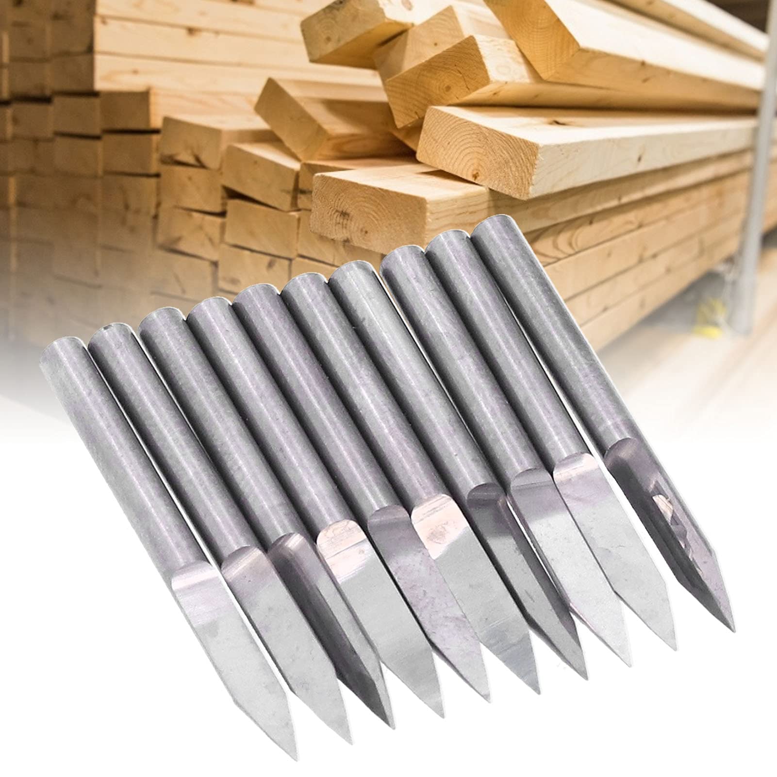 10 pezzi di punte per incisione in acciaio al tungsteno per router CNC, punte a V, alta durezza e resistenza all’usura, punta a V per legno, plastica e vetroresina, gambo da 3,175 (0,2 mm)