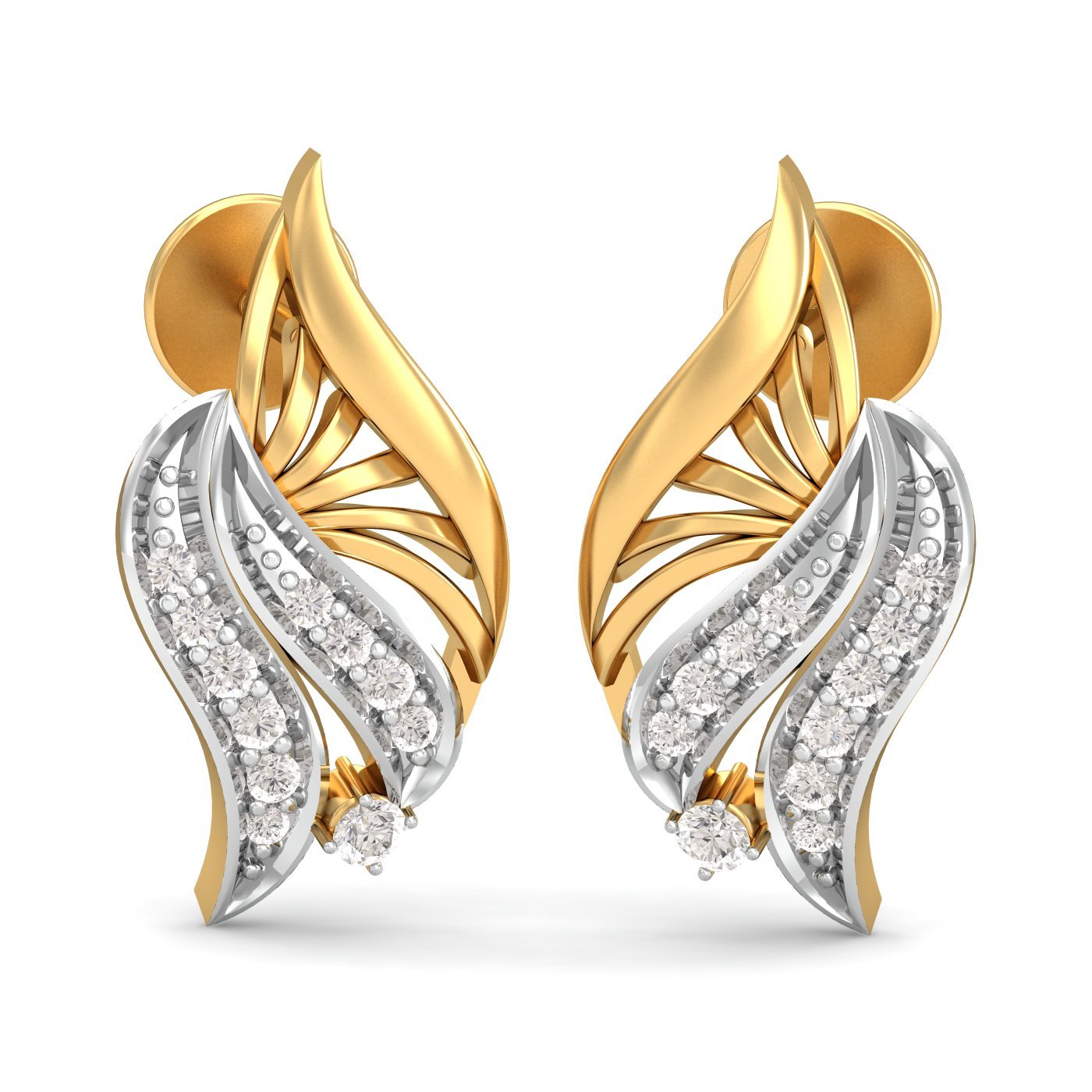 kuberbox 14KT Yellow Gold Diamond The Lady Love Stud Earrings for Women-picture-20