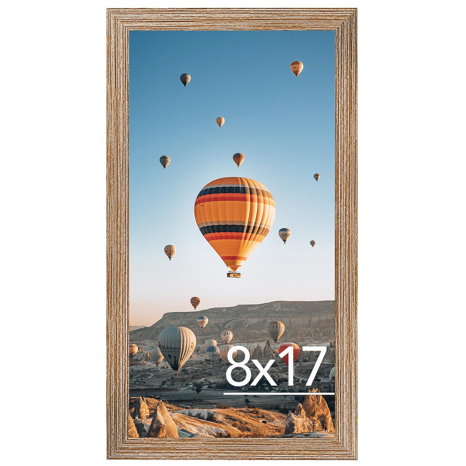 JCJMY 8x17 Picture Frame Rustic Brown for Poster Photo Picture, Horizontal and Vertical Formats for Wall Hanging, 8 x 17 Wall Gallery Poster Photo Frame for 8 by 17 Photos Posters, Rustic Brown