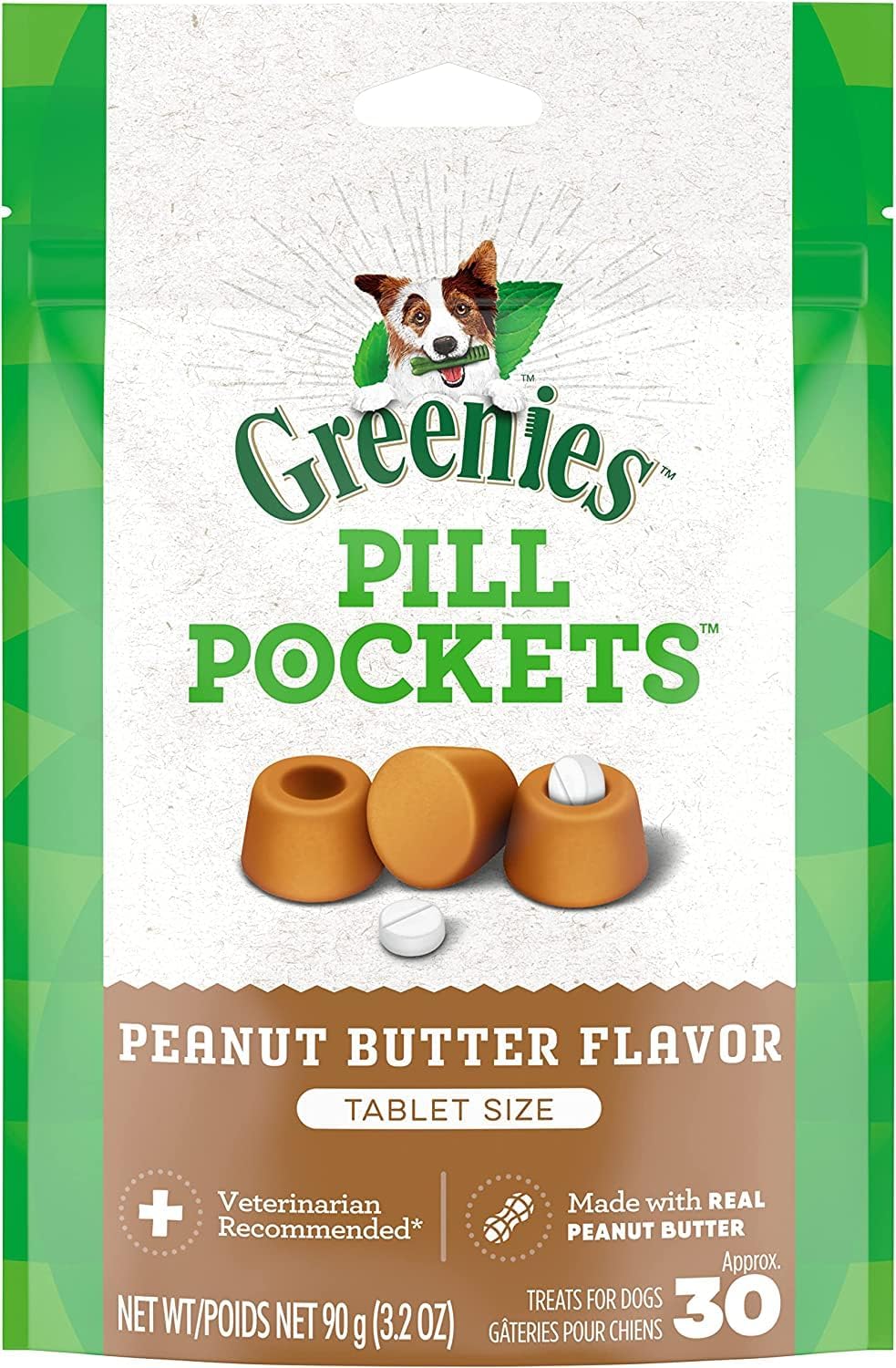 Greenies Pill Pockets Soft Dog Treats, Peanut Butter, Tablet, 3.2 Oz. (Pack Of 6)