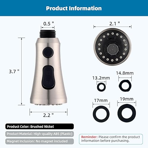 Vista 48 de Hibbent Reemplazo de cabezal de grifo de cocina extraíble, 3 funciones NSF/ANSI/CAN 61 y boquilla rociadora de fregadero certificada CUPC, 15 Bronce