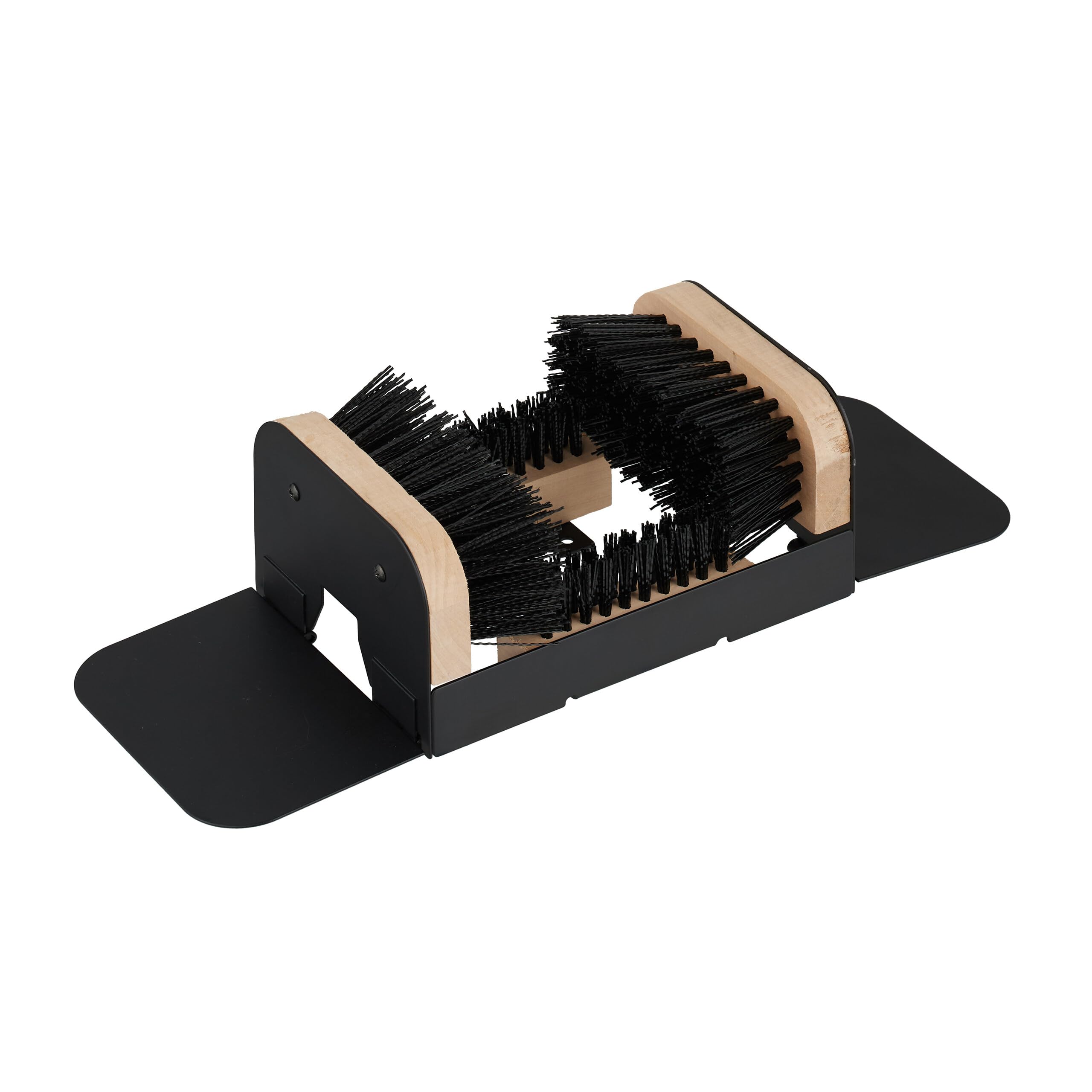 Relaxdays Black/Natural Shoe Scraper With All-Round Brushes, Outdoor Doormat, Robust Bristles, Floor Mounting,