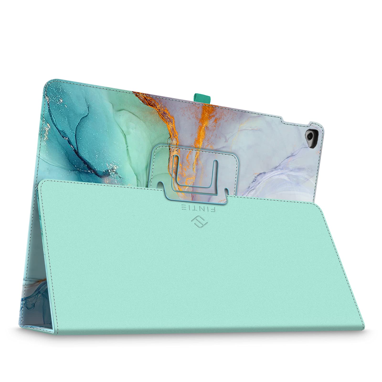 FINTIE Etui folio do iPada Pro 12,9 (2. generacji) 2017 / iPad Pro 12,9 (1. generacja) 2015 - [ochrona narożników] wysokiej jakości skóra PU pokrowiec ochronny z funkcją automatycznego uśpienia/budzenia (szmaragdowy marmur)