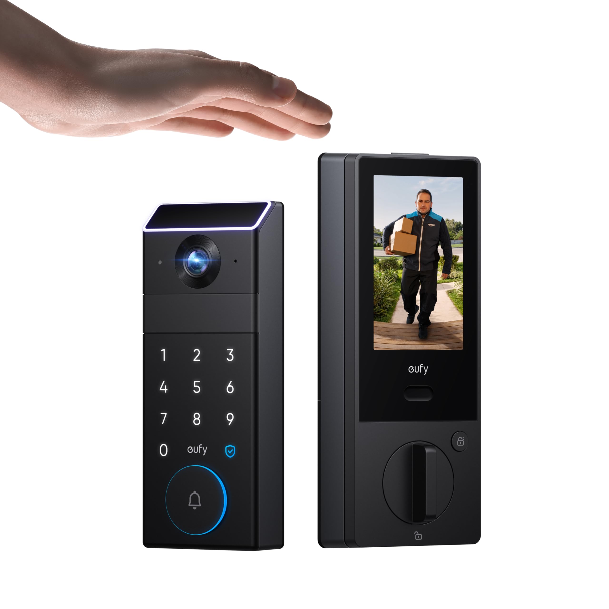 Internal Video Screen, BHMA Grade 1, Keyless Entry Front Door Lock, WiFi Deadbolt+2K HD Doorbell Camera,16GB Built-in Storage eufy Security Video Smart Lock FamiLock S3 Max with Palm Vein Recognition