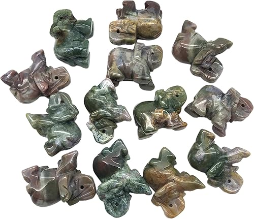 Miniatura 4 de Estatua de elefante de piedra tallada a mano de ágata india, escultura de bolsillo de 1.5 pulgadas