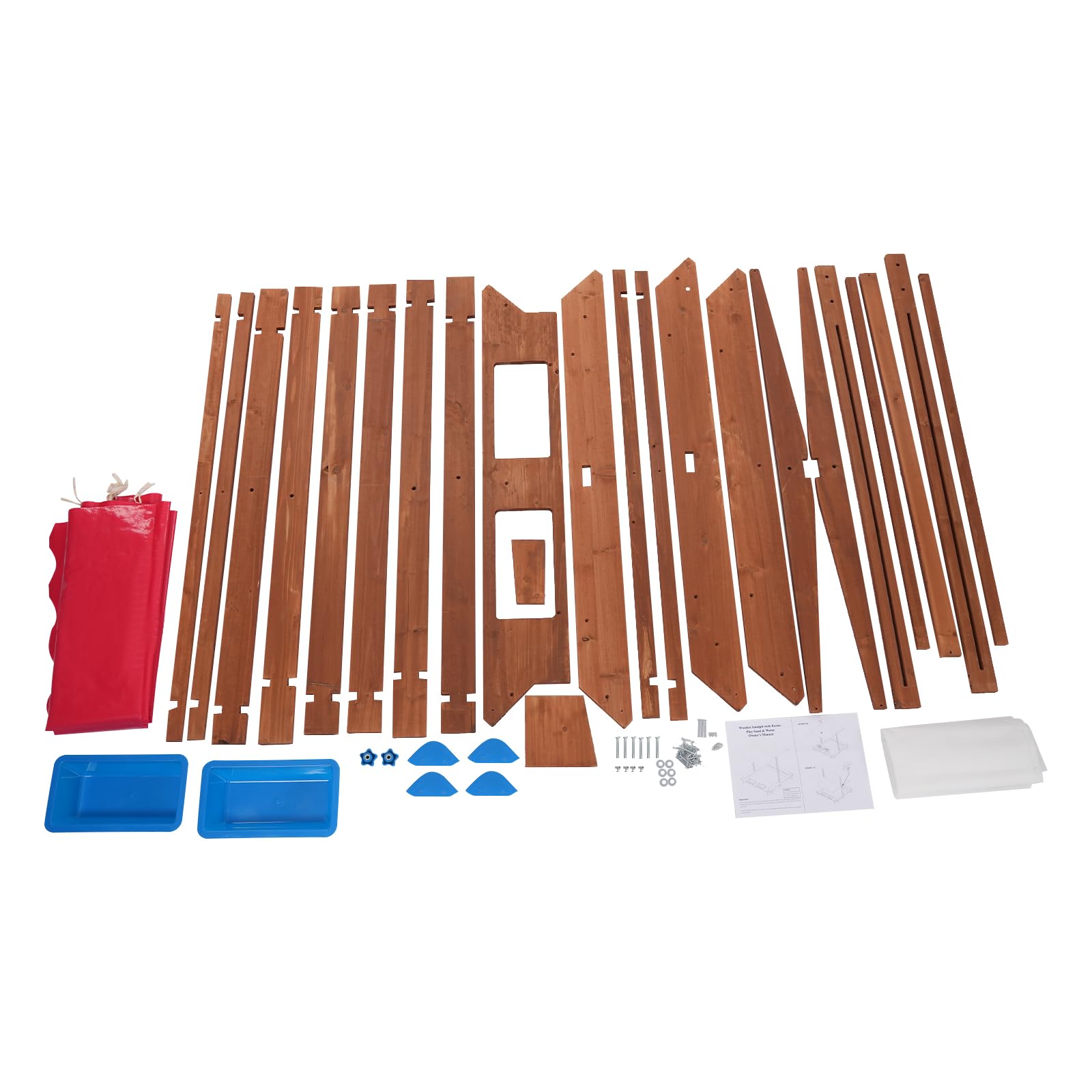 Sandkasten mit Dach 126x121x118cm Holzsandkasten mit Abdeckung & Matschküche für Kinder Sandkiste aus Holz mit praktischem Sitzflächenrand für Outdoor und Garten (Rot, Braun)