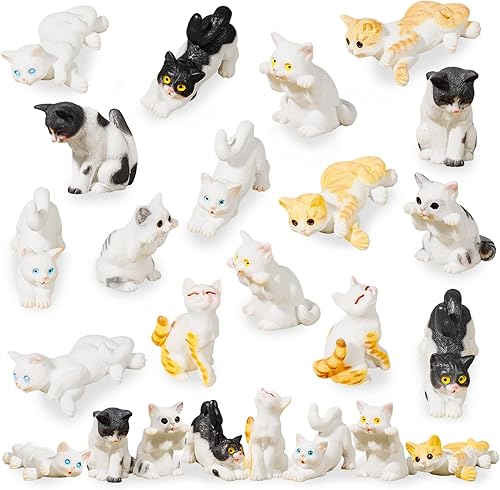 Miniatura 10 de Exasinine 18 piezas de figuras de gato en miniatura, lindos mini gatitos, figuras en miniatura, animales, jardín de hadas, paisaje de musgo en