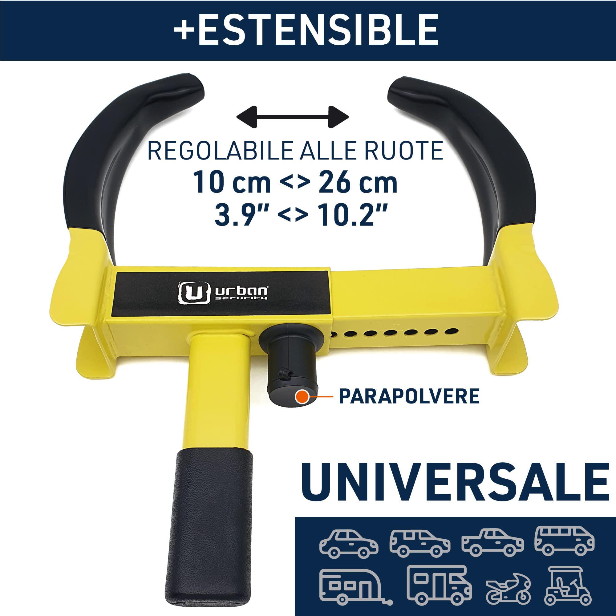 URBAN UR920 Bloccaruota Auto Antifurto Furgone Serratura Roulotte Blocca Ruota Blocco Automobile Rimorchio Ganascia Universale Blocco Macchina Morsetto Ganasce Artiglio Bloccaggio Parcheggio Ruote