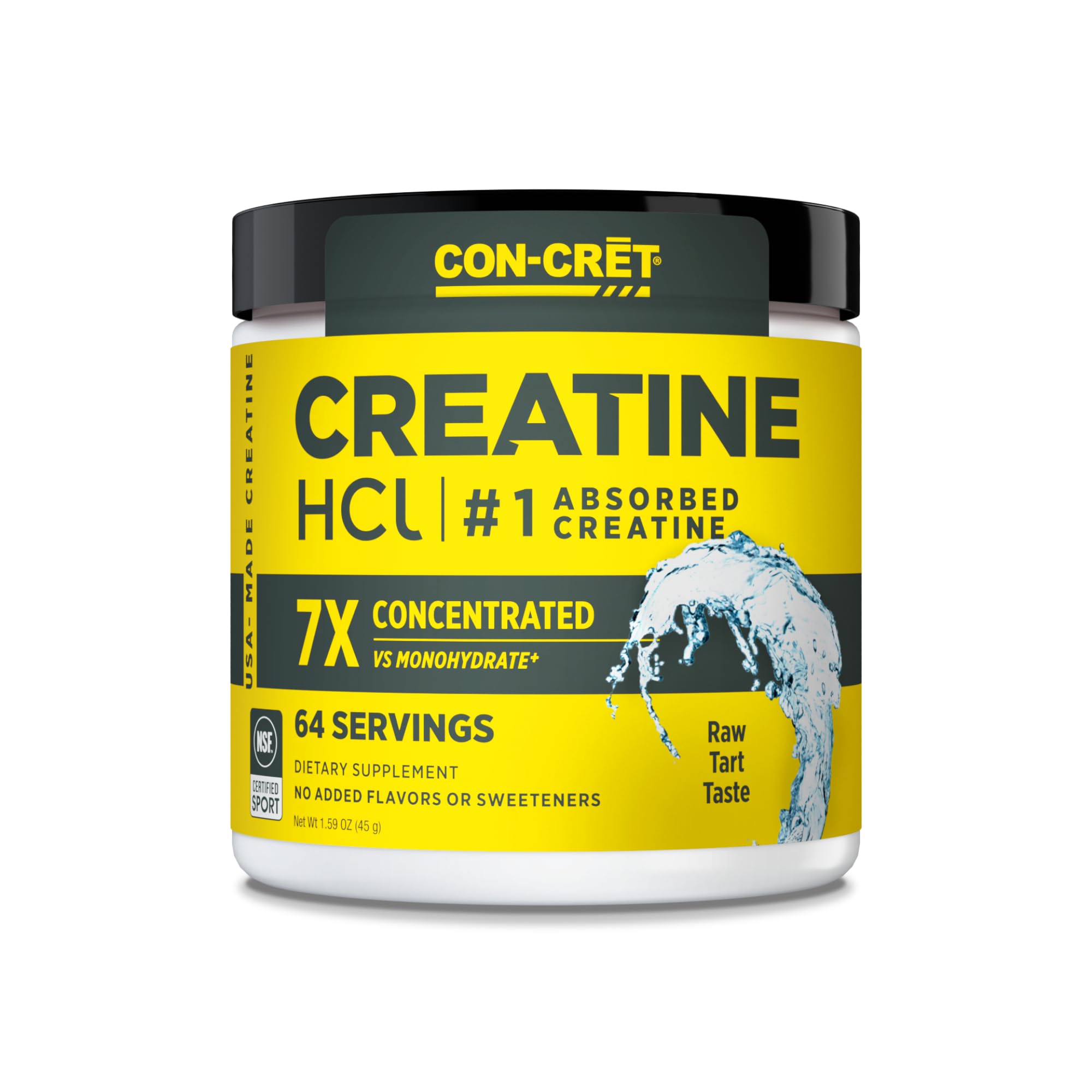 Creatine HCl Powder | Muscle, Cognitive, Cellular Energy Support | No Bloating or Cramps | USA Made & NSF Certified | Unflavored (64 Serving)