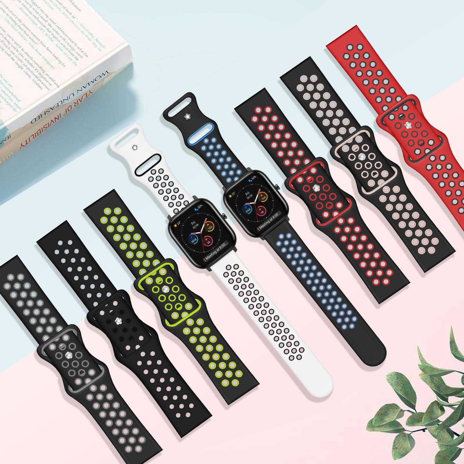 Cinturino per Amazfit GTS, 20mm Silicone Cinturini di Ricambioo per Amazfit GTS 4, GTS 4 Mini, GTS 3, GTS 2, GTS 2 Mini, Amazfit Bip, Bip 3, Bip 3 Pro, Bip U, Bip U Pro, GTR Mini, Amazfit Active