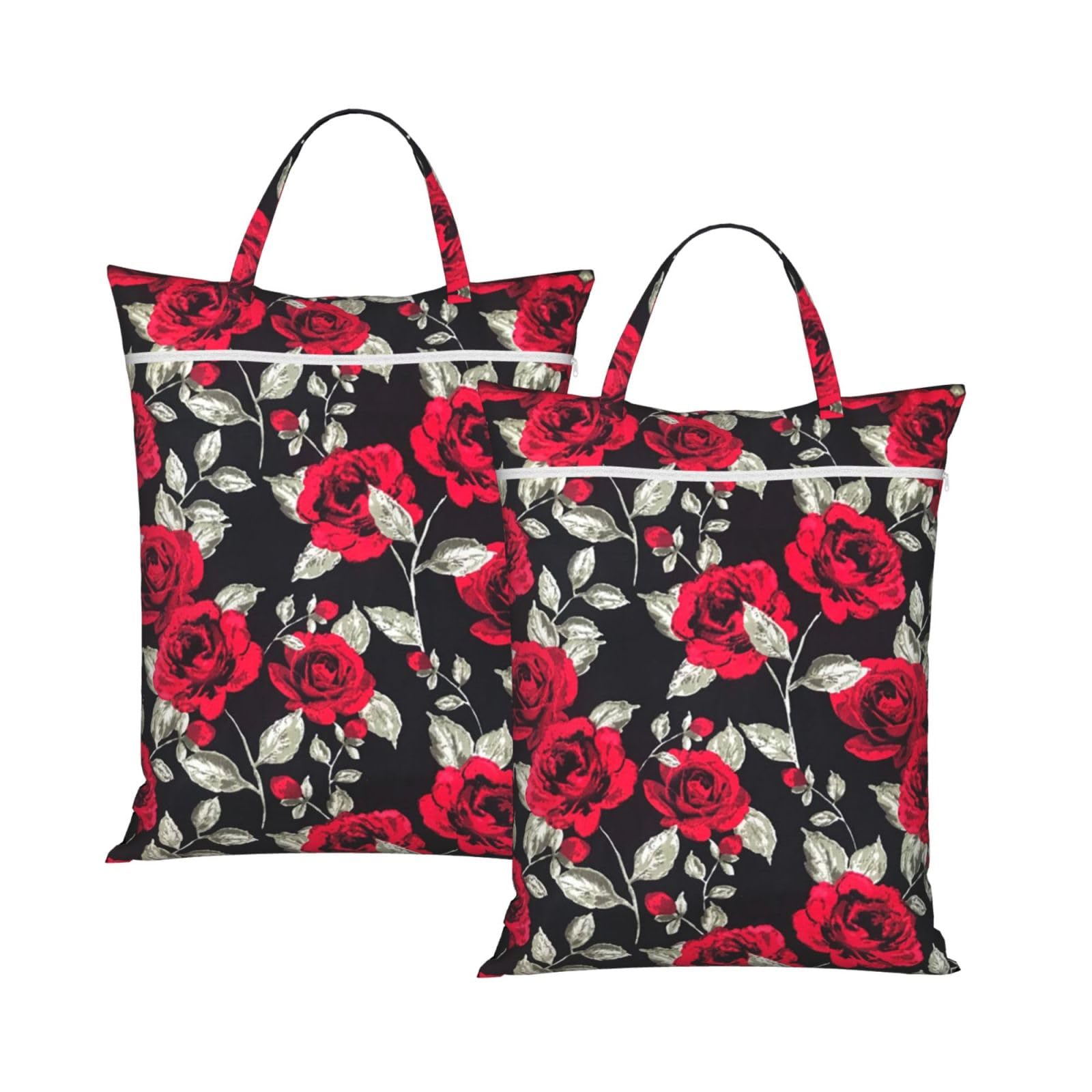 Esnaiuvcd 2Pcs Red Rose Garden Print Travel Laundry Bag,Small Laundry Bags For Travelling, Dirty Clothes Storage Organizer For Gym, Camping, Dormitory(1/2Pcs)