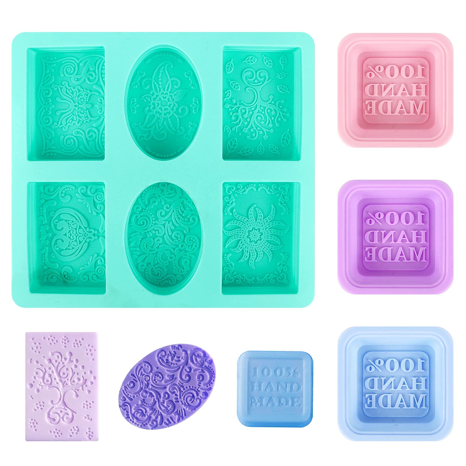 Silicone Soap Mold | Multicolor 6 Cavity Rectangle,Oval Shape Soap Moulds for Soap Making | Soap Making Kit | Soap Base Mould for Soap Bar, Resin, Chocolate, Cheesecakes-image-33