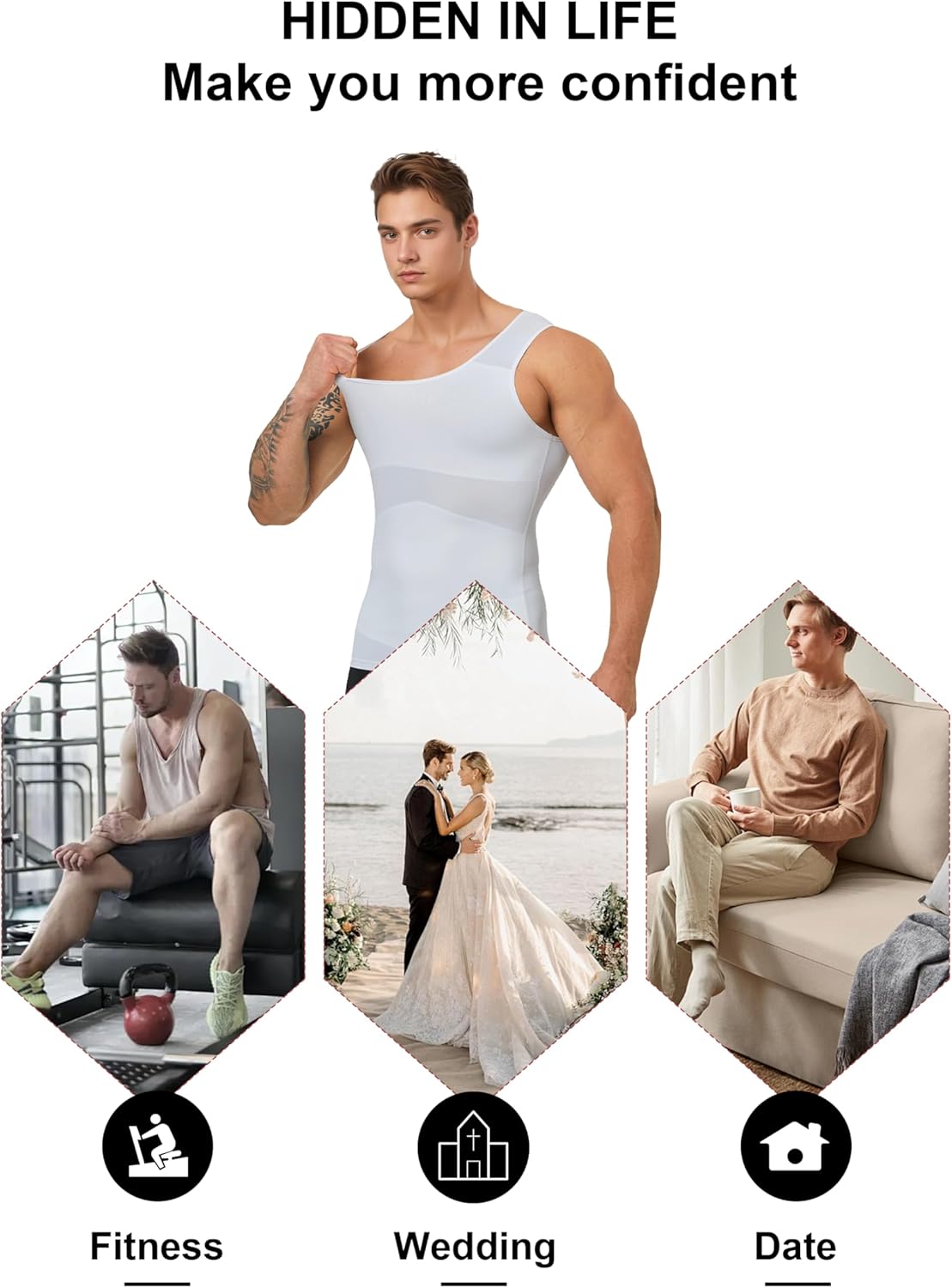 Men’s Compression Tank Top Slimming Body Shaper Vest Tummy Control Undershirts Shapewear for Men - Image 6
