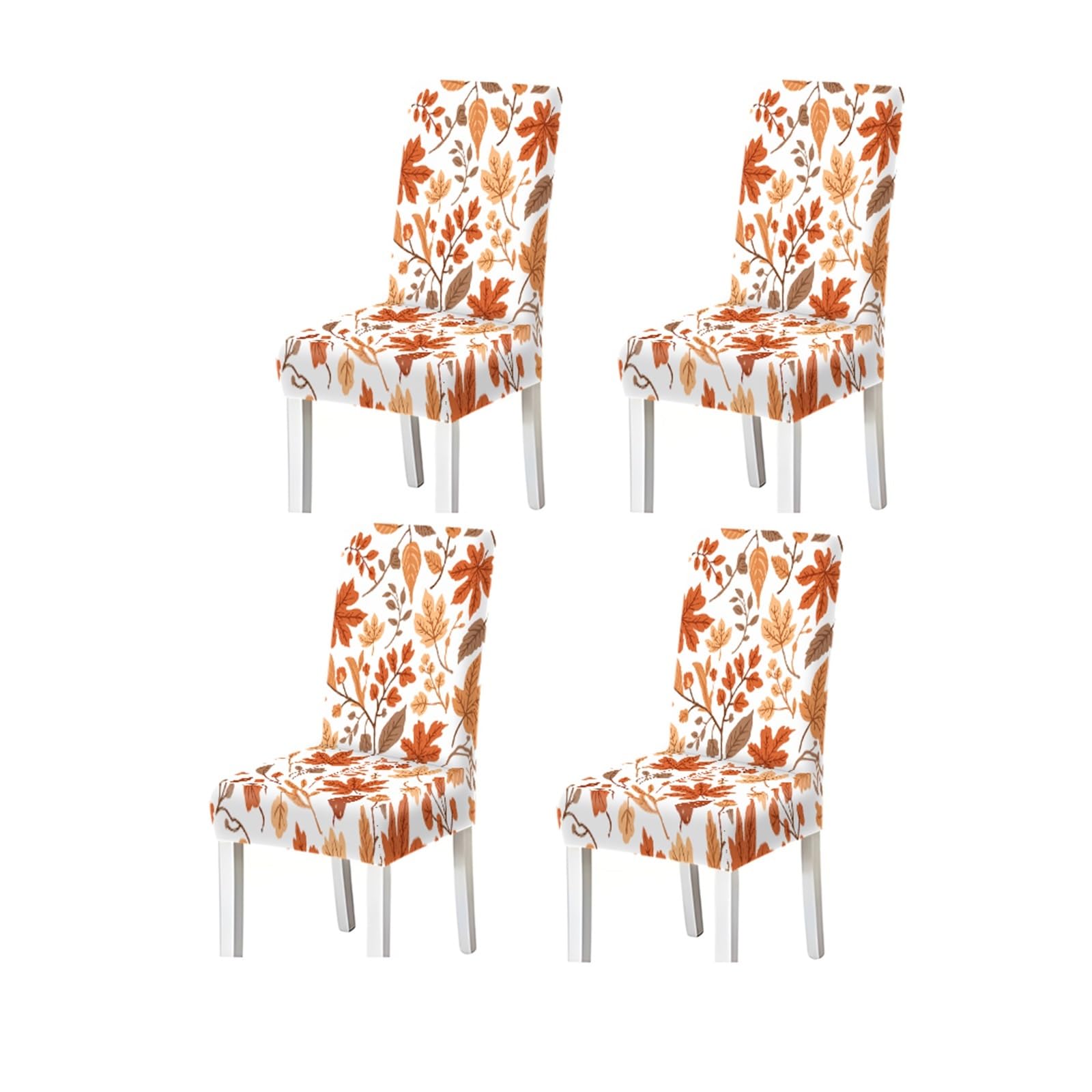FZJKGH Autumn Maple Leaf Pattern Print Dining Chair Covers Set Of 2/4/6, Fall Stretch Slipcovers For Kitchen Dining Room Removable Stretch Slipcovers for Dining Chairs(4PCSChair cover)