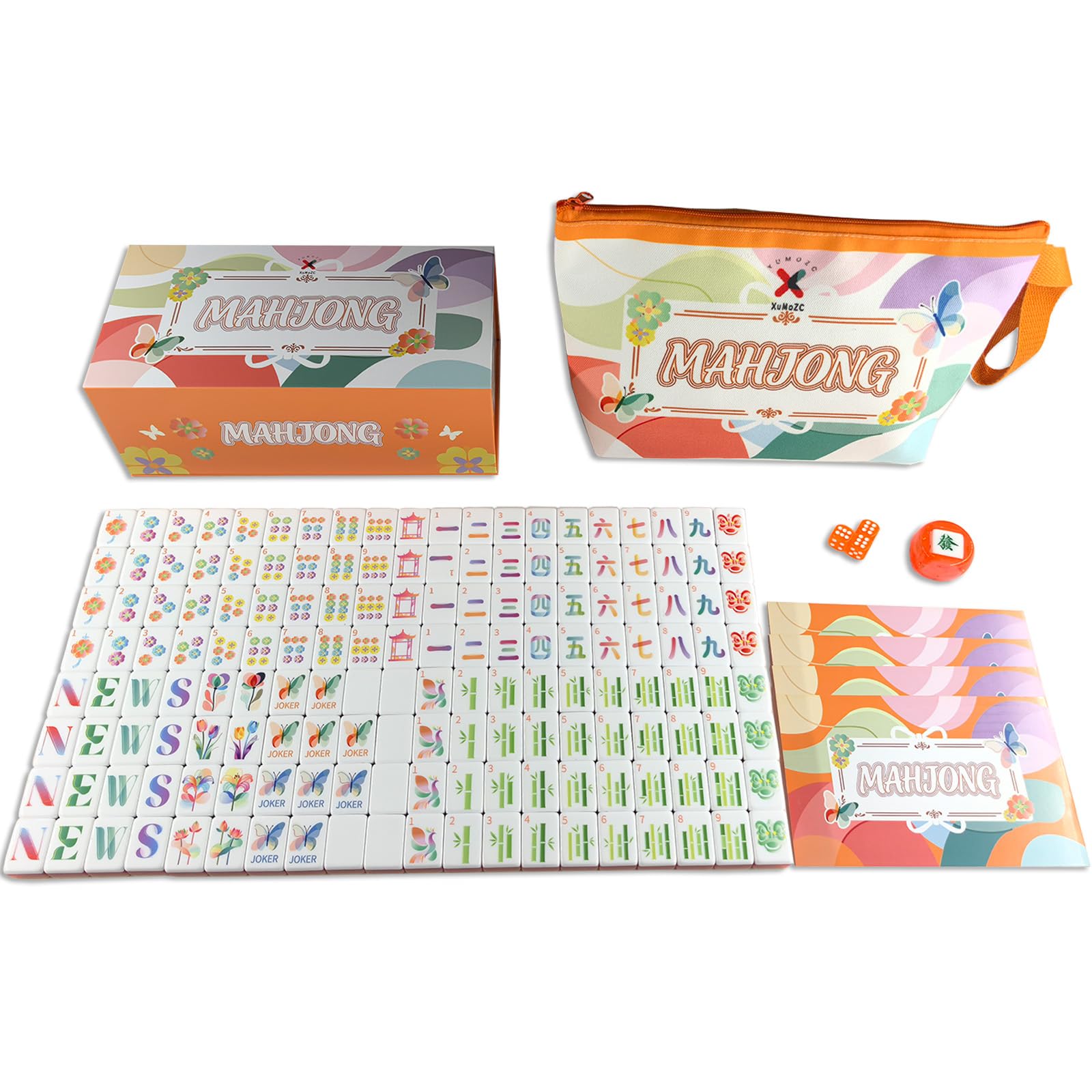 Photo 1 of XuMoZC American Mahjong Gradient Design Set 1.2-inch 160 Acrylic High-Grade Four Layer Orange Mah-Jongg Tiles