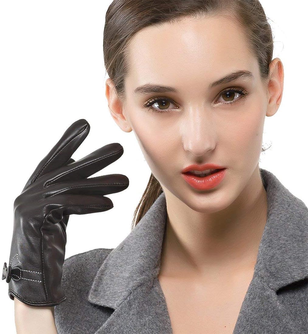 FLYIFE ユニセックス大人ミトン女性の手袋冬暖かいミトンシンプルで華やかな装飾魏刺繍弓/Kbrown-1/Xl