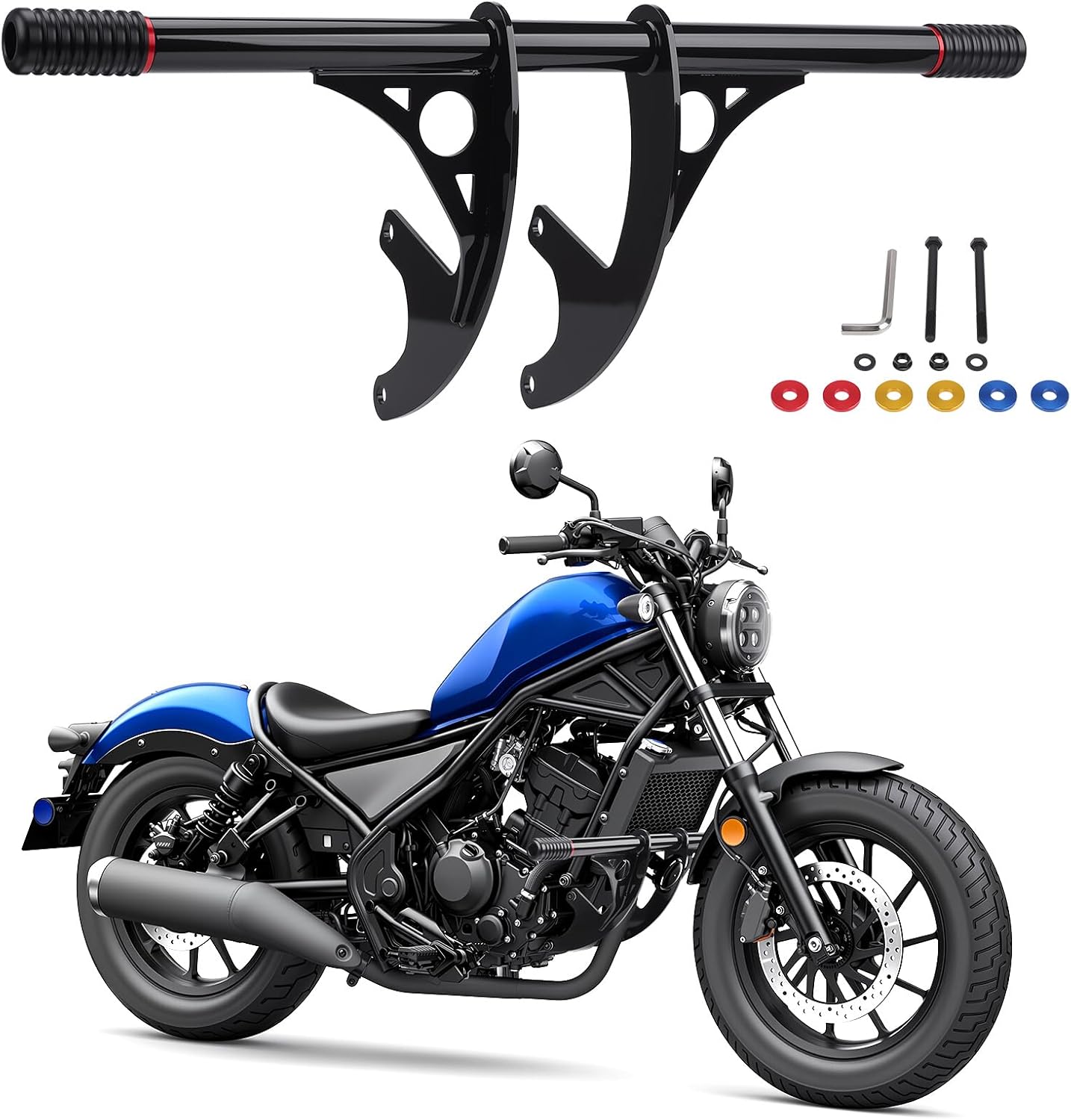 Front Engine Guard Crash Bar for Honda Rebel 300 CMX300 2017-2025 Motorcycle Highway Peg Footpegs Protector Bar (Gloss Black)