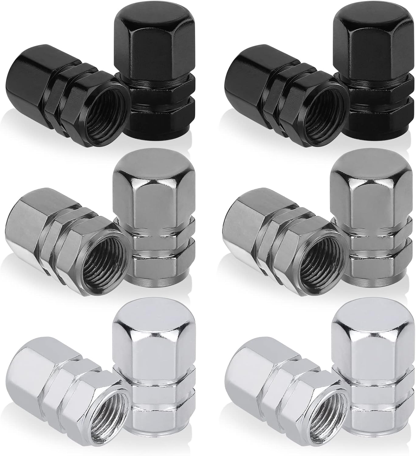 Greoer 12 Pieces Tyre Valve Dust Caps, Aluminum Alloy Dust Caps for Car