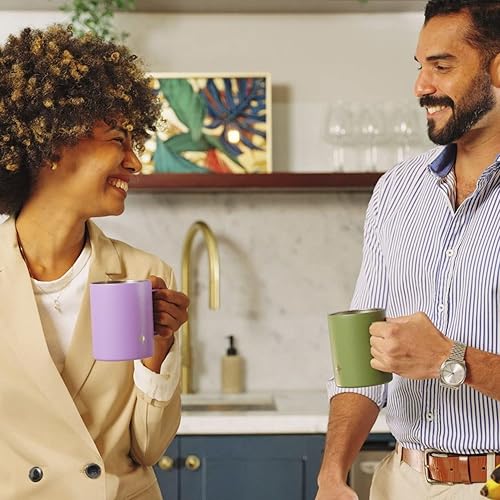 Miniatura 7 de JoyJolt Vaso triple aislado con asa Vaso de 12 onzas con tapa Sellado al vacío forrado de cobre vasos de acero inoxidable de doble pared Taza de