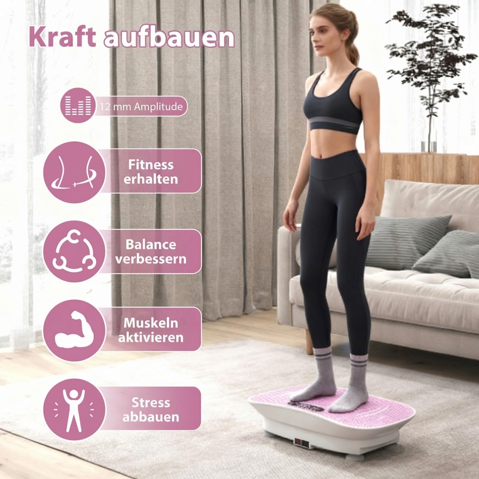 GYMAX Vibrationsplatte, Rüttelplatte Sport für Zuhause mit 10 Schüttelmodi, LED-Display & Fernbedienung, Leise & Kompakte, Vibrationsboard für Körperformung & Entspannung