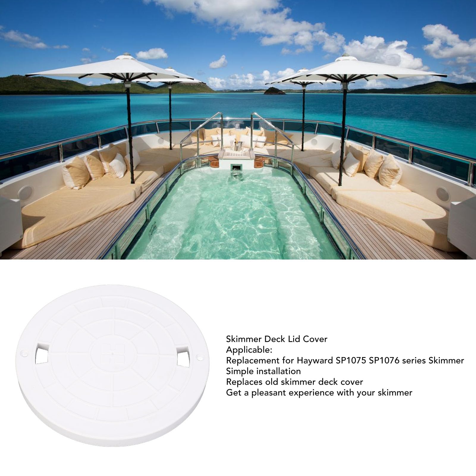 Repuesto exacto SPX1075C1 cubierta de skimmer, 8 3/4 cubierta de tapa de skimmer de piscina compatible con Hayward SP1075 SP1076 Series Skimmer
