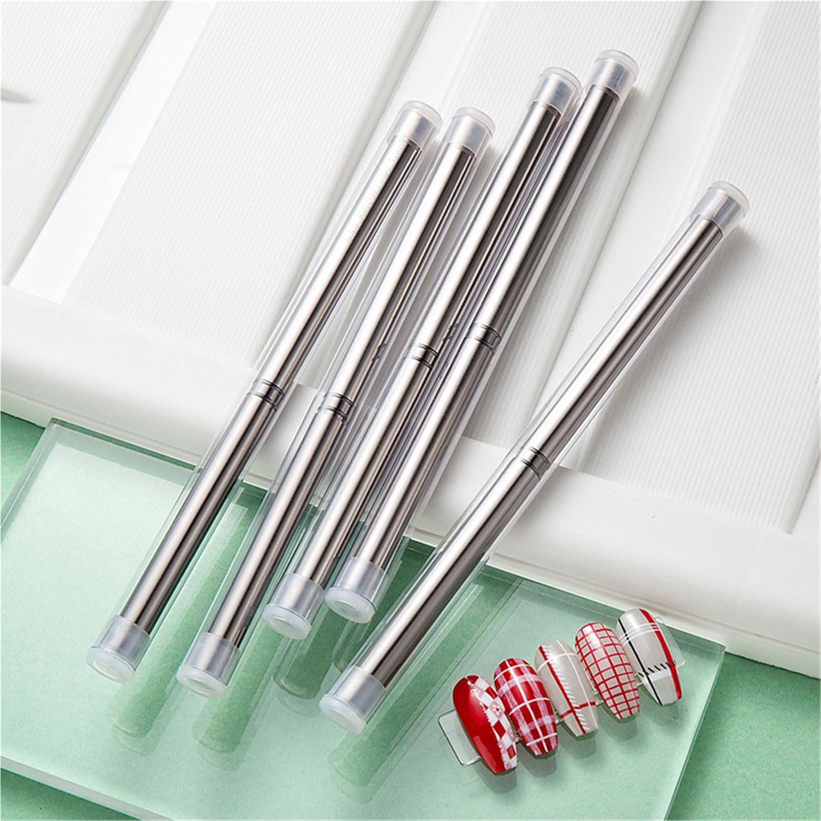 Pinceau Ongle Pinceau liner for nail art, manche en métal, stylo à dessin rayures for vernis gel, outil de manucure