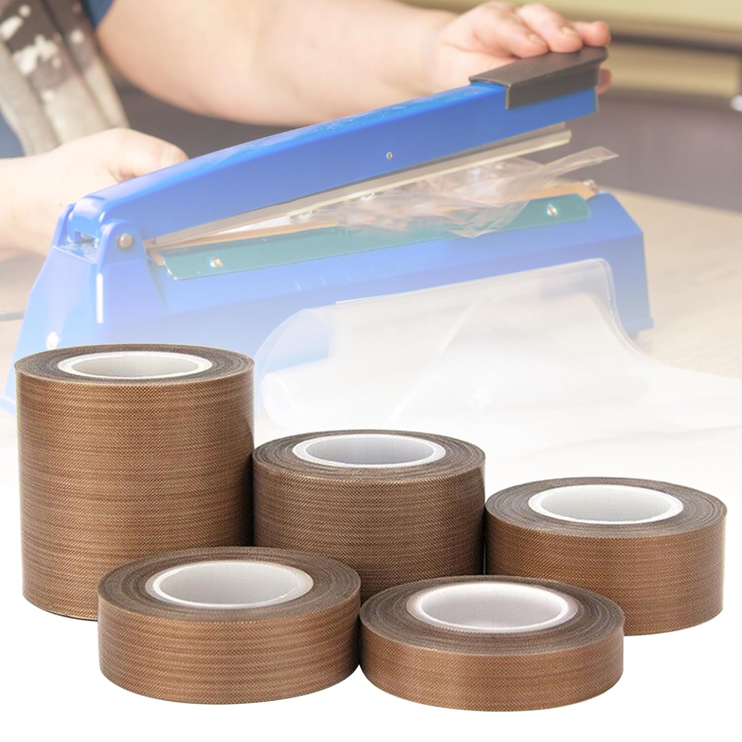 Hochtemperaturkleber, Teflon-Klebeband, Teflonband Selbstklebend, Teflonband Gewindedichtband für Vakuumiermaschine (100mm*10M)