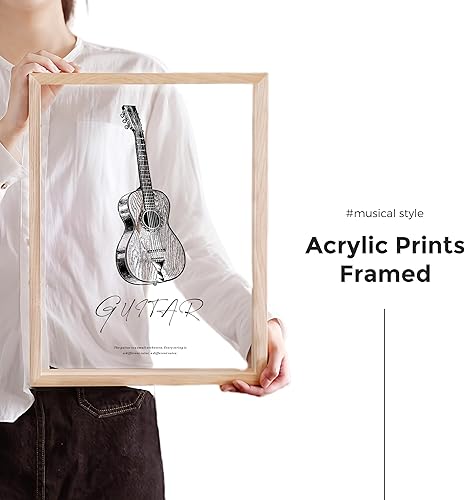 Miniatura 3 de Póster artístico de pared de guitarra, instrumento musical, impresión artística de guitarra, pintura para decoración de pared, enmarcado, 12 x 16