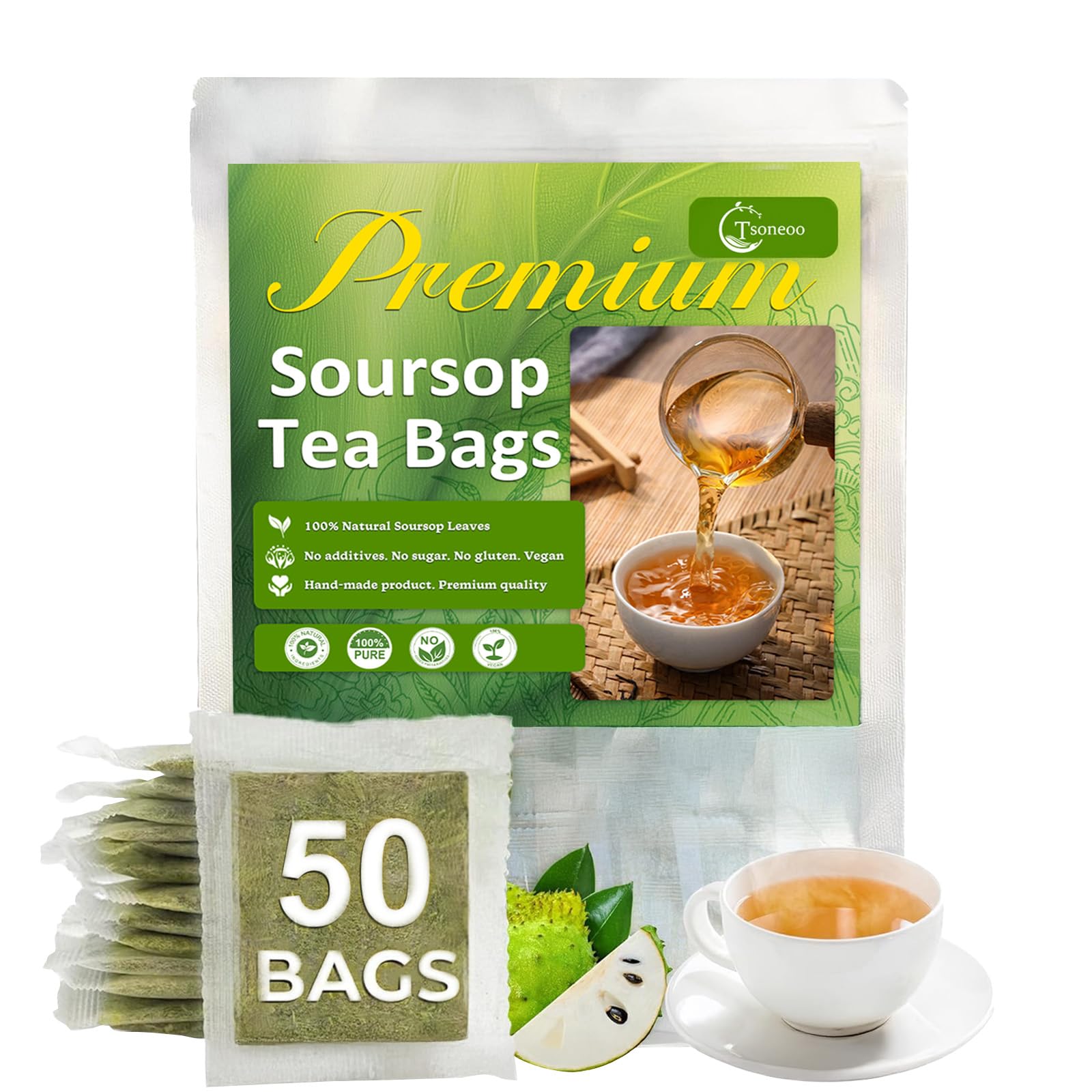 Premium Soursop Graviola Leaf Tea Sugar/Caffeine/Gluten Free