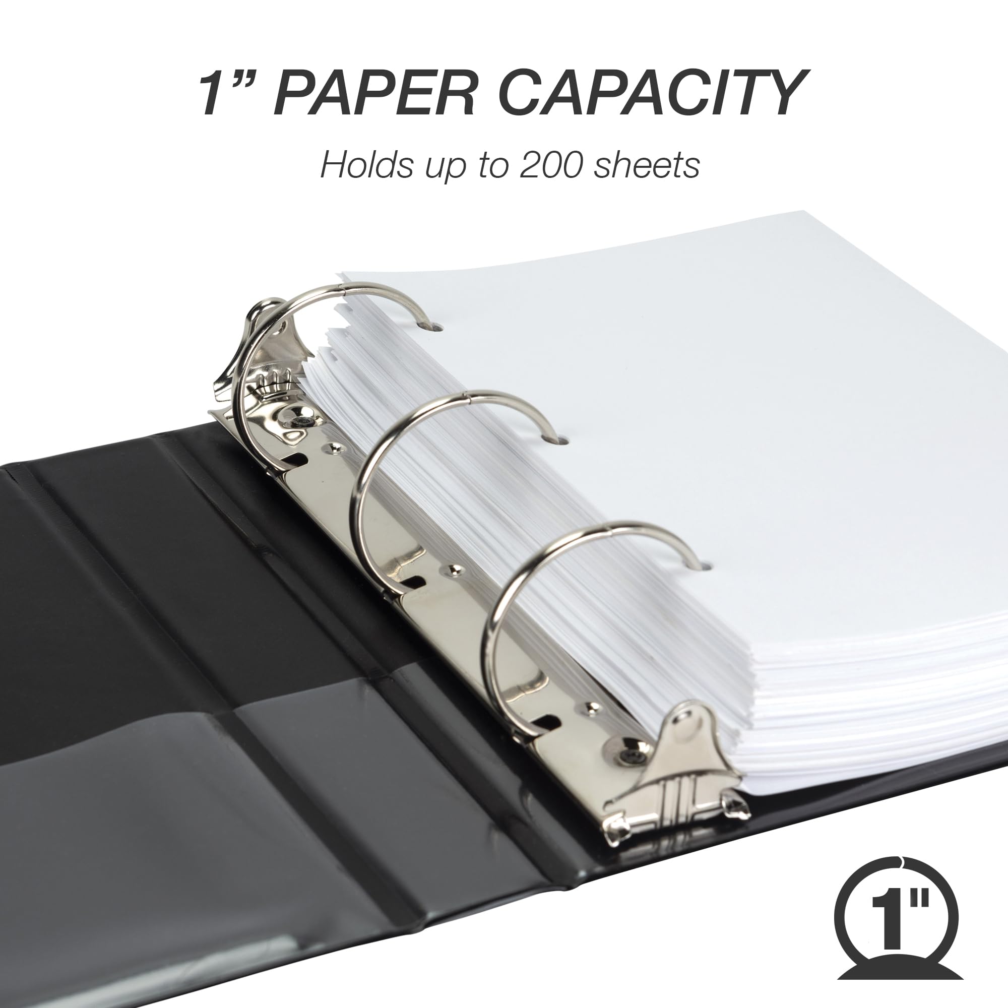 Samsill Lot de 6 mini classeurs à 3 anneaux de 2,5 cm, fabriqués aux États-Unis, 23,1 x 19,1 cm, couverture personnalisable antiadhésive, noir