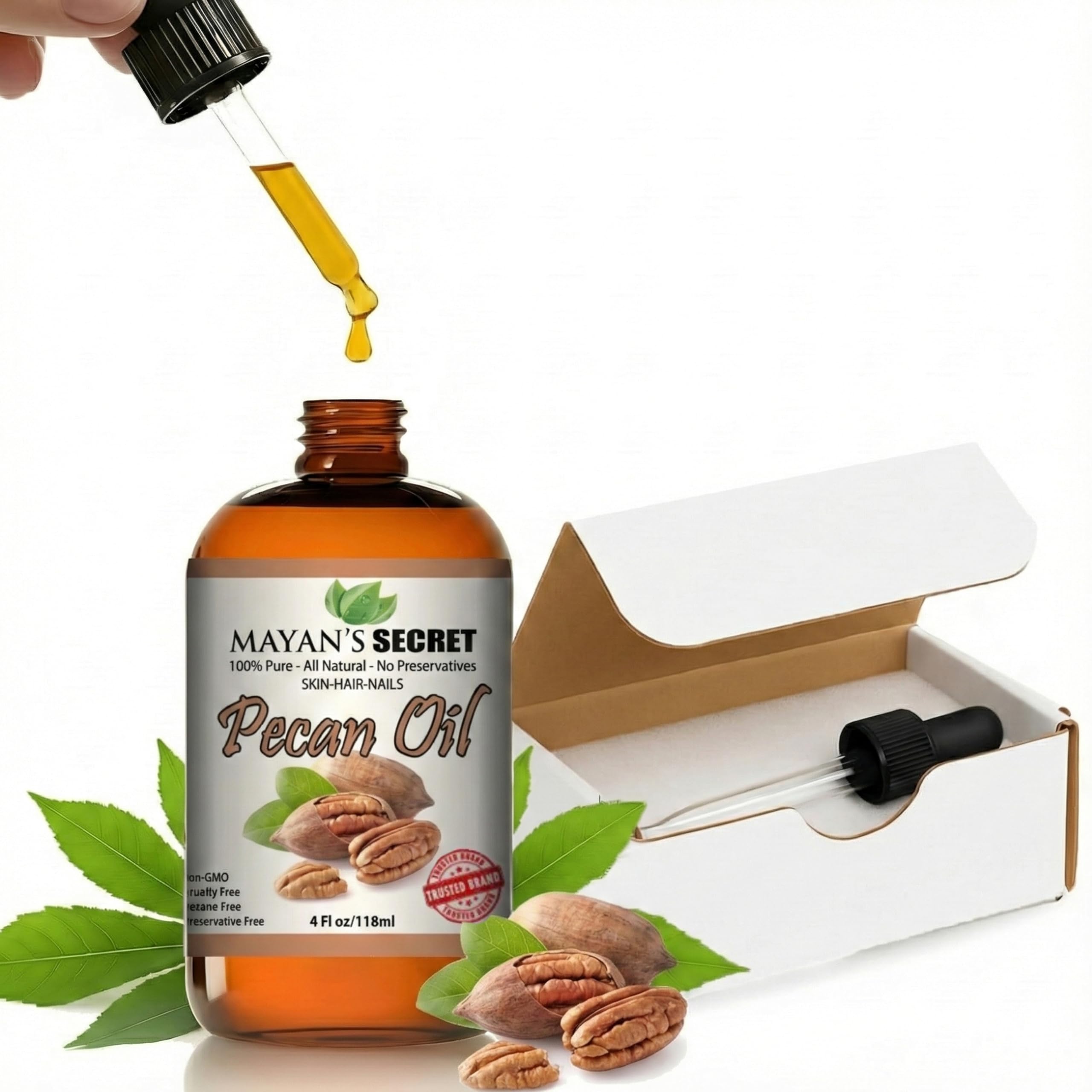 Mayan's Secret Pecan Oil - Face Oil for Women Anti Aging - Best Use for Skin Tightening, Wrinkle Prevention, and Rejuvenating Skin Cells - Protected