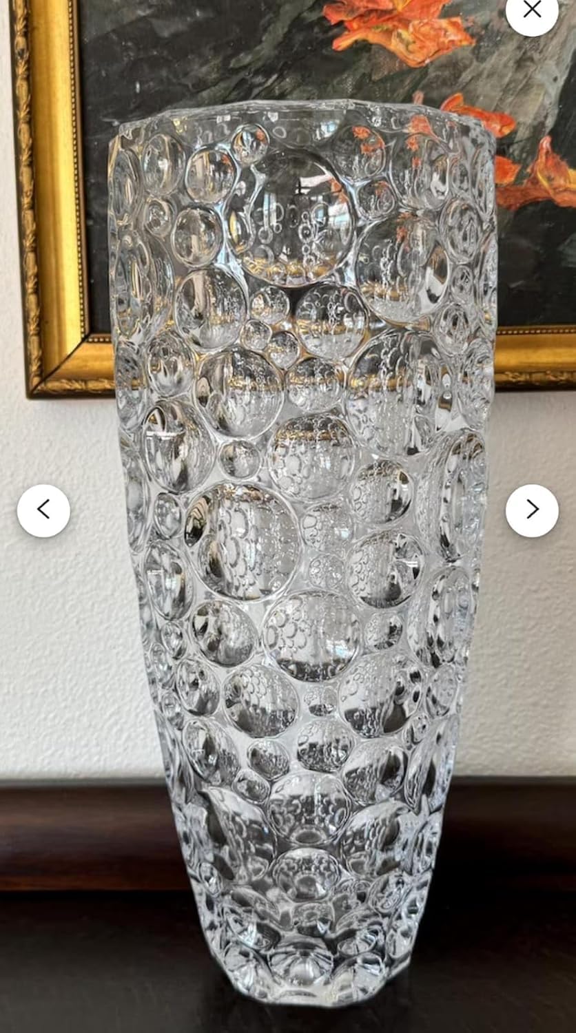 New Inning Clear Glass Bubble Design Vase | 25 cm Tall Artistic Jug for Flowers, Home Décor, Table Centerpiece, Mantel & Bookshelf Display | Perfect for Greenery & Floral Arrangement (1 Piece)-image-13