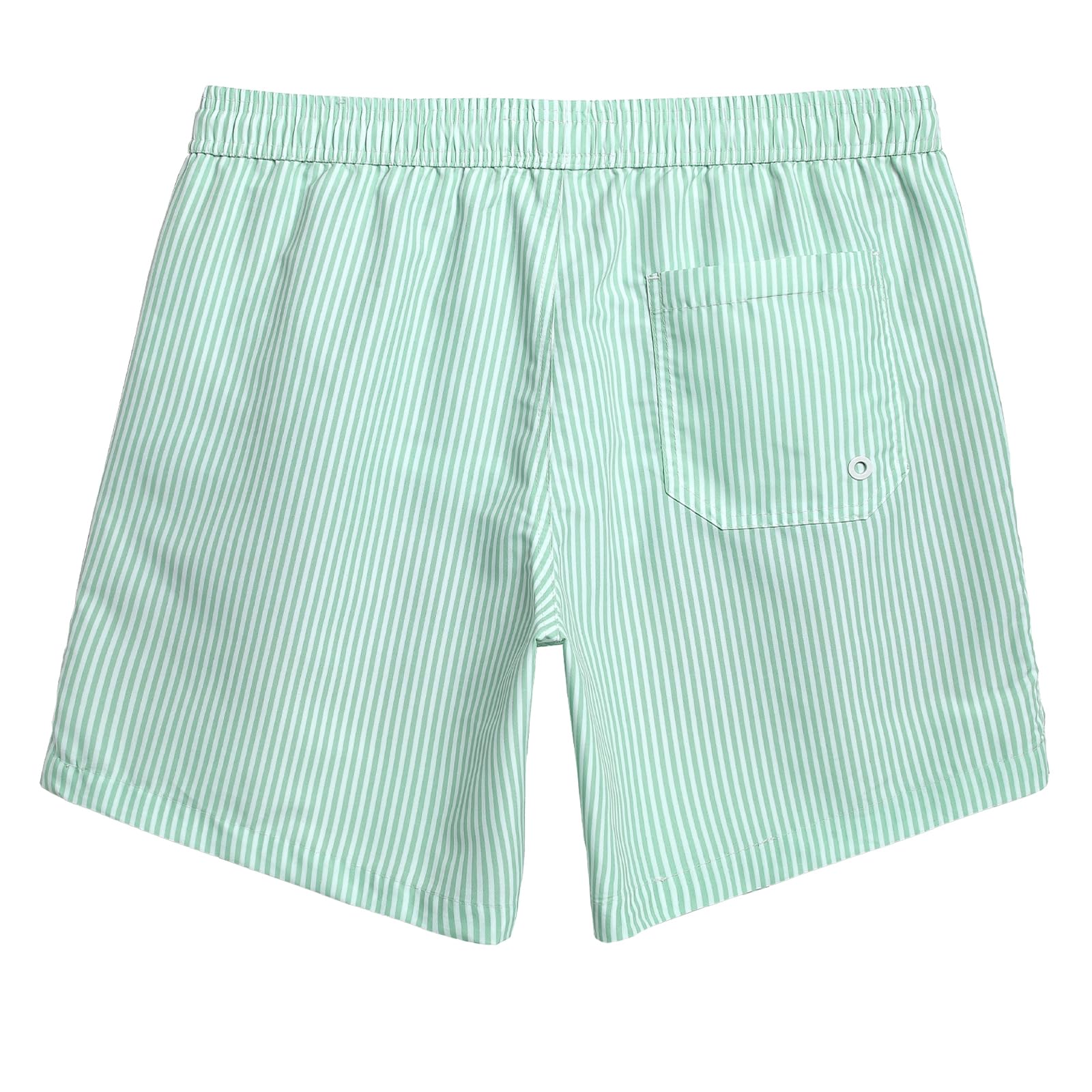 maamgic Herren-Badehose, schnelltrocknend, mit Netzfutter, lustige Bademode, Badeanzug, 17,8 cm, Grüne Streifen, M