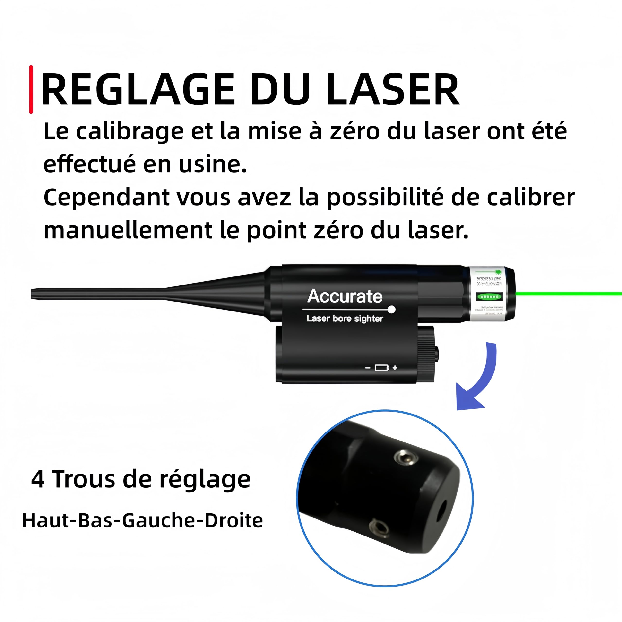 KinZon Viseur à alésage Laser Bore Sighter pour Calibre de 0.17 à 0.78 (12GA), kit de visée à alésage Vert pour des Lunettes de visée des Armes de Poing Airsoft…