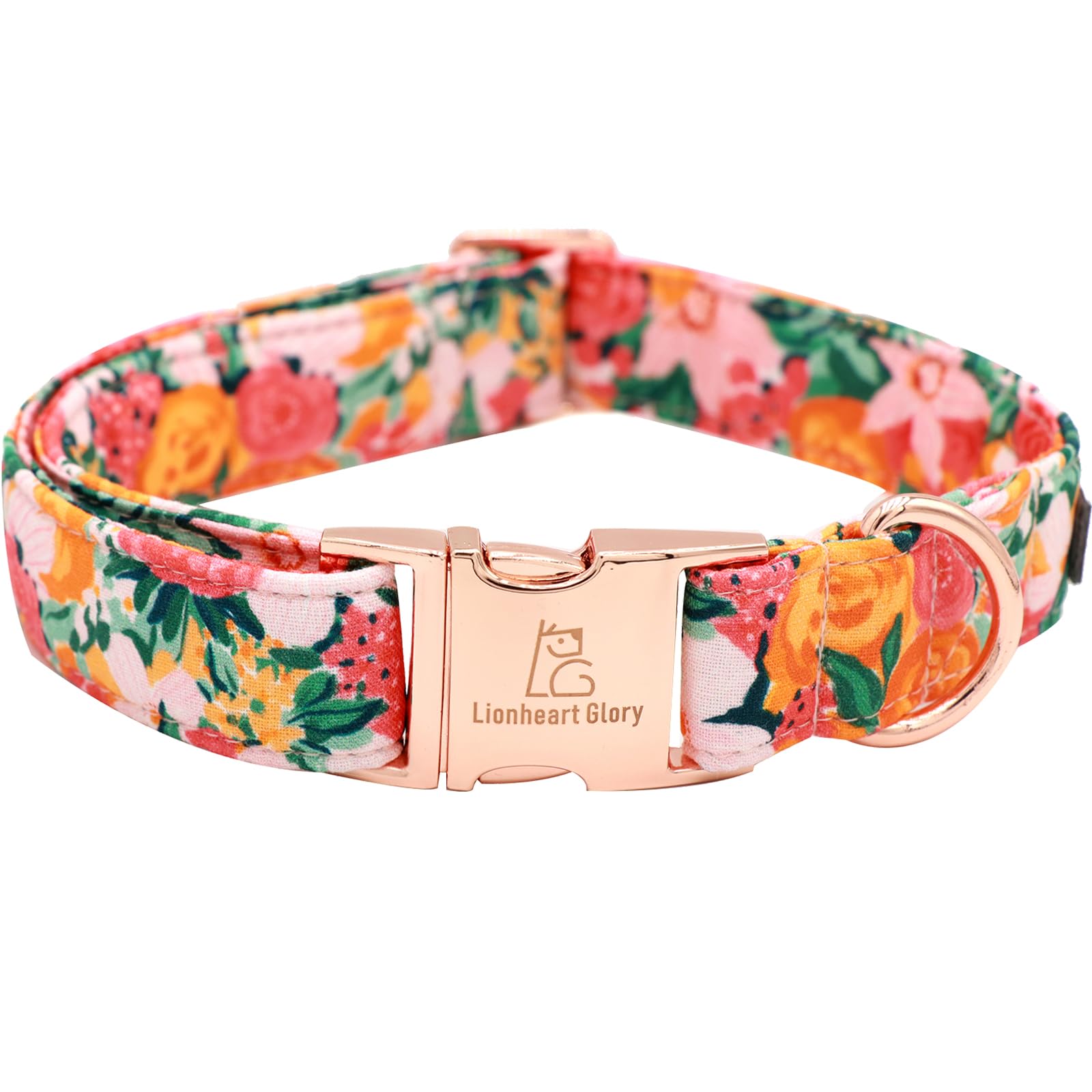 Lionheart glory Premium Floral Dog Collars Spring Dog Collar, Adjustable Heavy Duty Girl Collar for Large Dogs