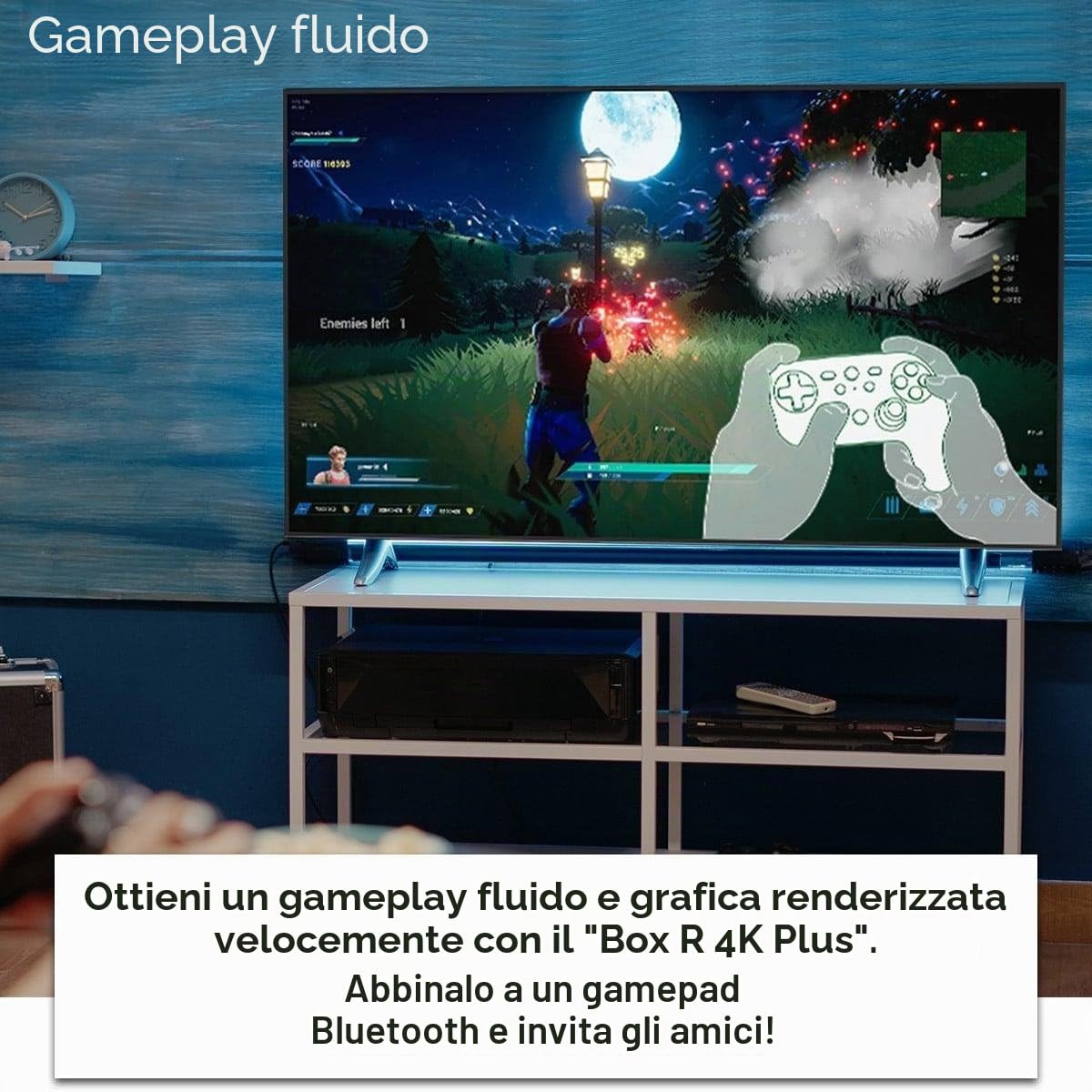 Homatics Box R 4K Plus Android 11 TV Media Player (Google, Netflix, Disney+, Prime Video, Google Play Store, 4K UHD, HDR, WiFi 6, Bluetooth 5.0, Telecomando vocale, Bianco)