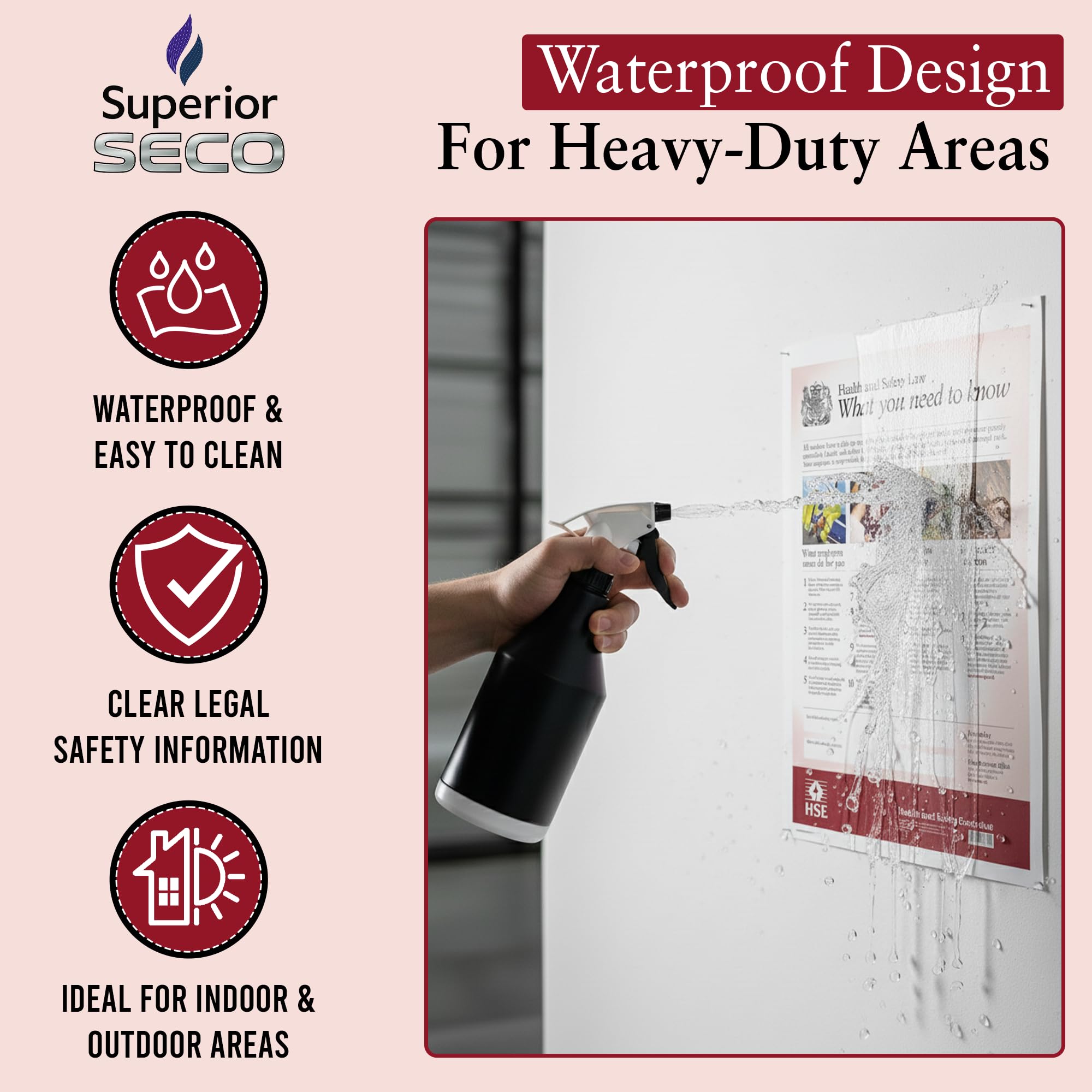 Seco PVC A2 Health & Safety Poster Schild – HSE Arbeitsplatzsicherheitsinformationen – 420 x 594 mm, 0,5 mm